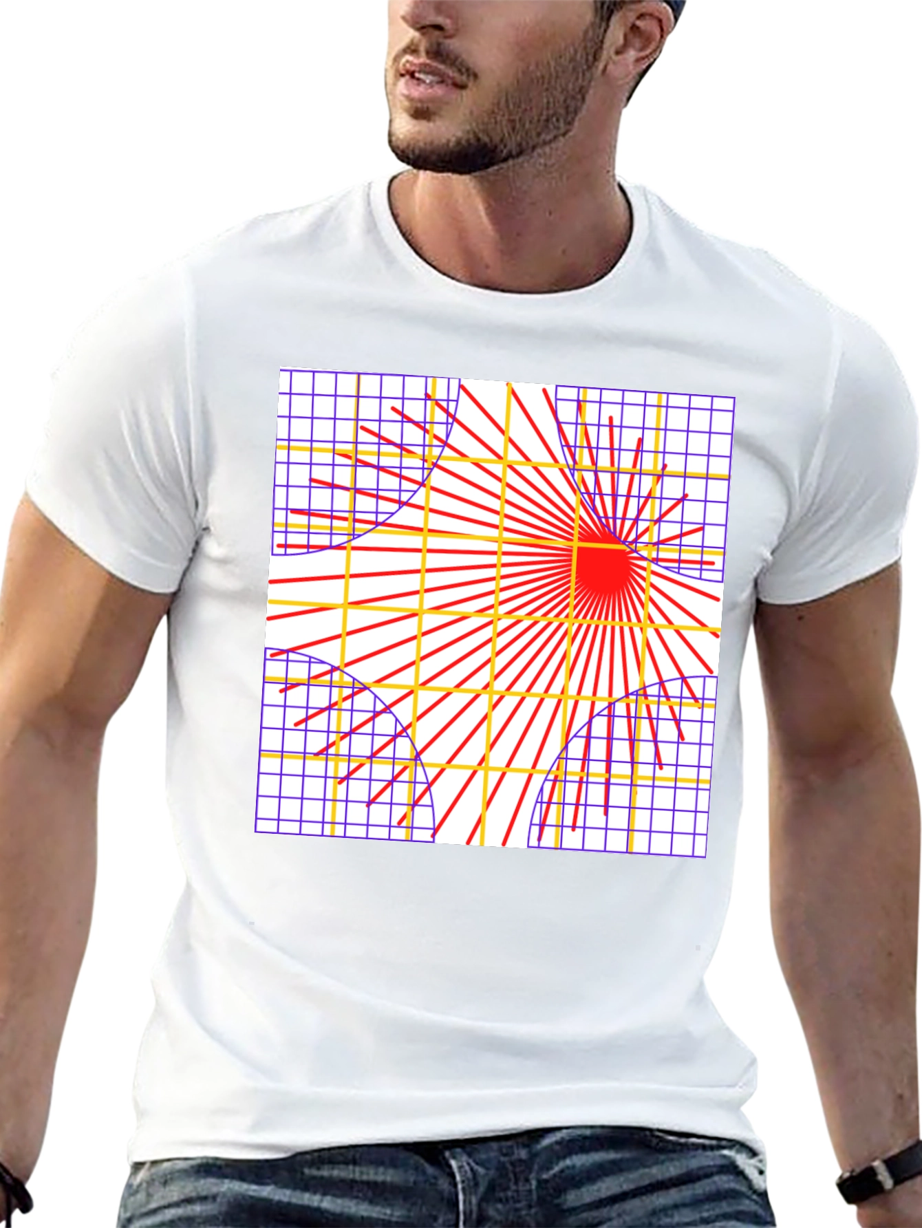 Geometric Grid Graphic Tee