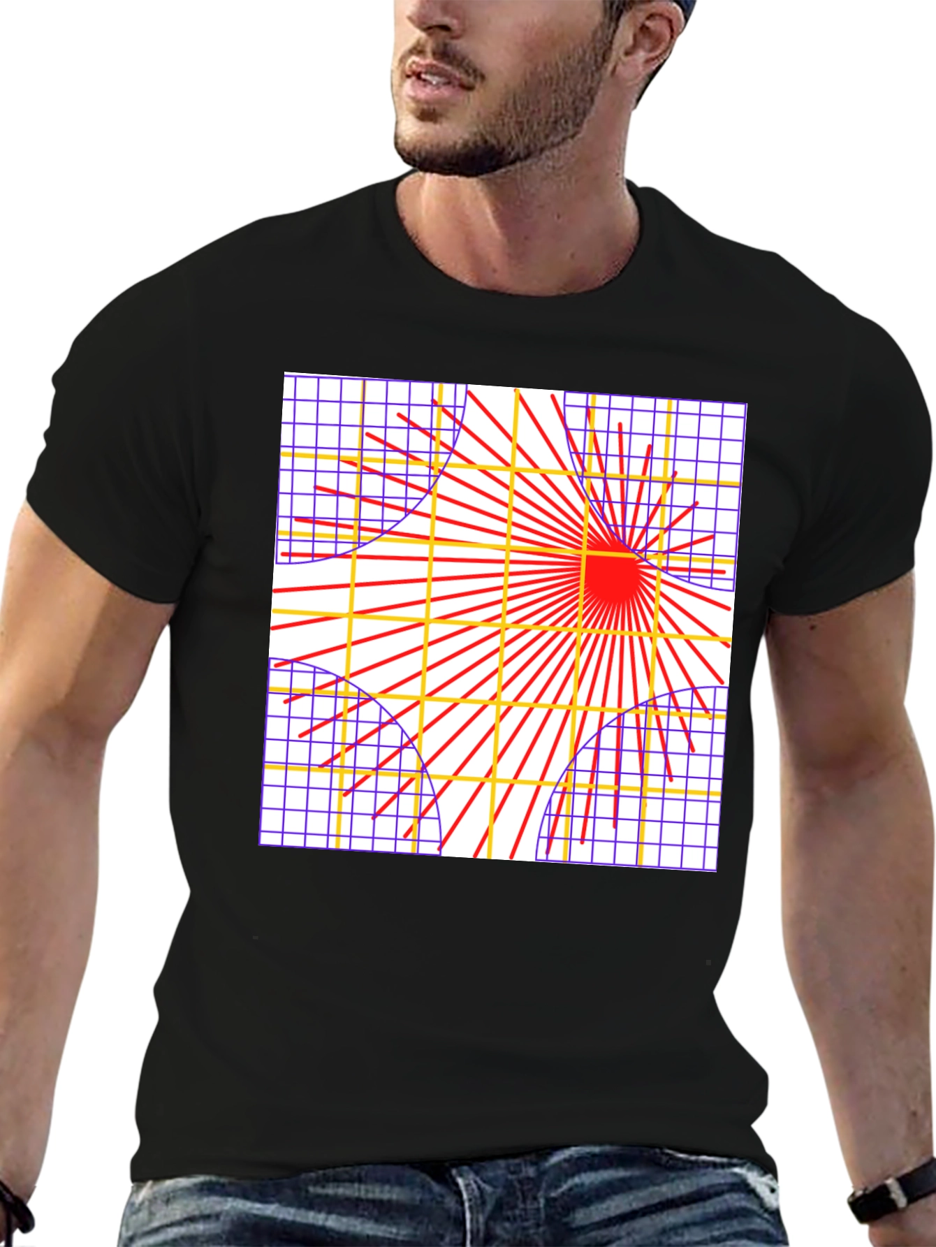 Geometric Grid Graphic Tee