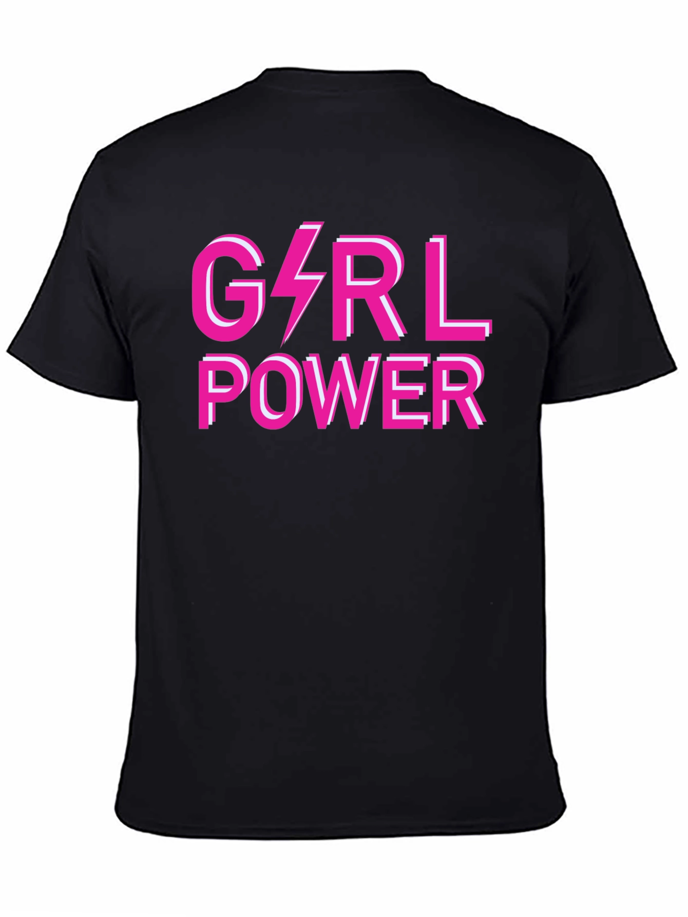 Girl Power Graphic Tee - Pink Lightning Bolt