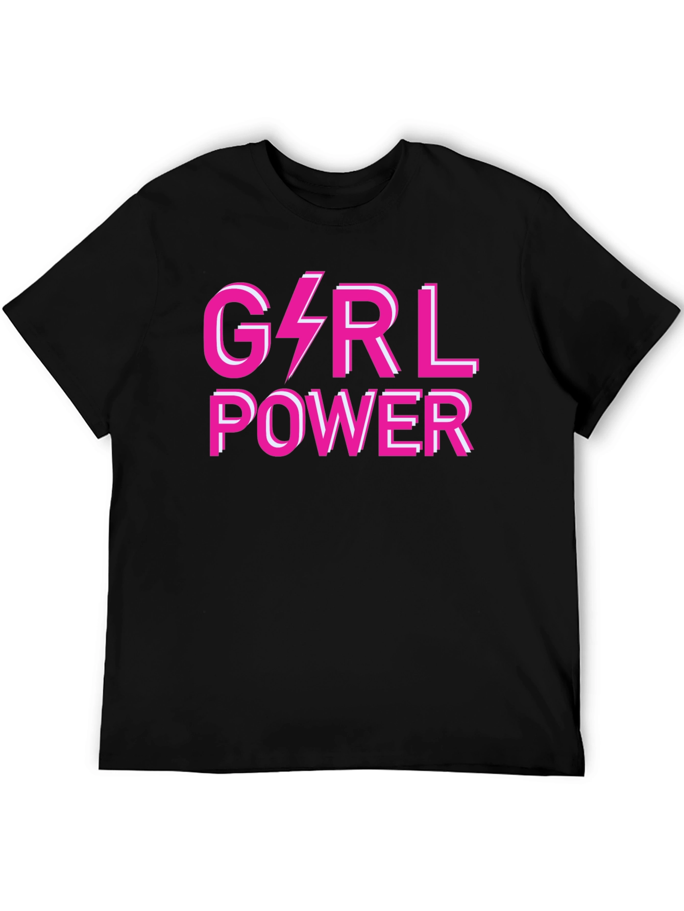 Girl Power Graphic Tee - Pink Lightning Bolt