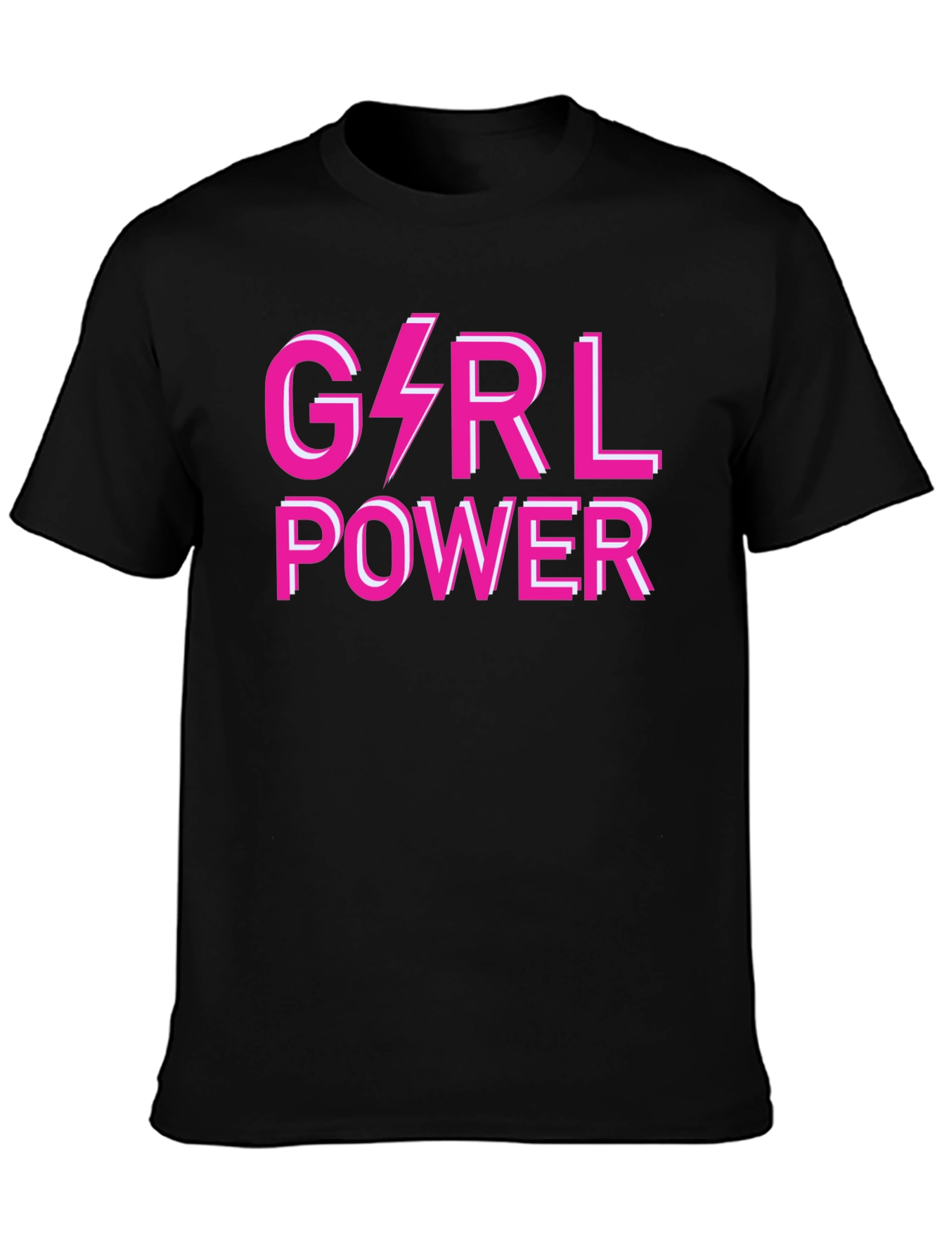 Girl Power Graphic Tee - Pink Lightning Bolt