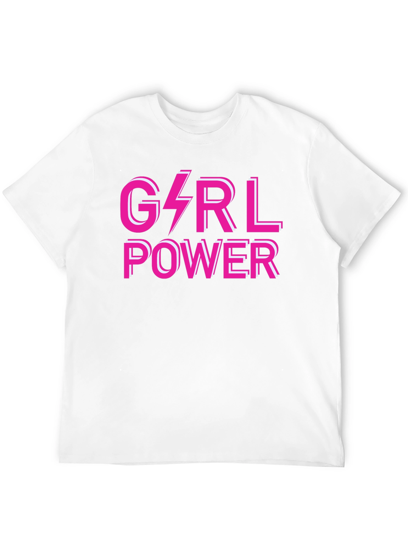 Girl Power Graphic Tee - Pink Lightning Bolt
