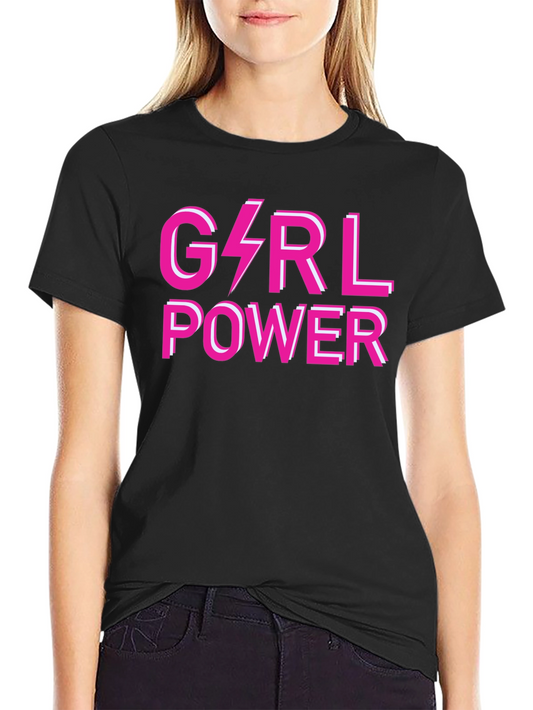 Girl Power Graphic Tee - Pink Lightning Bolt