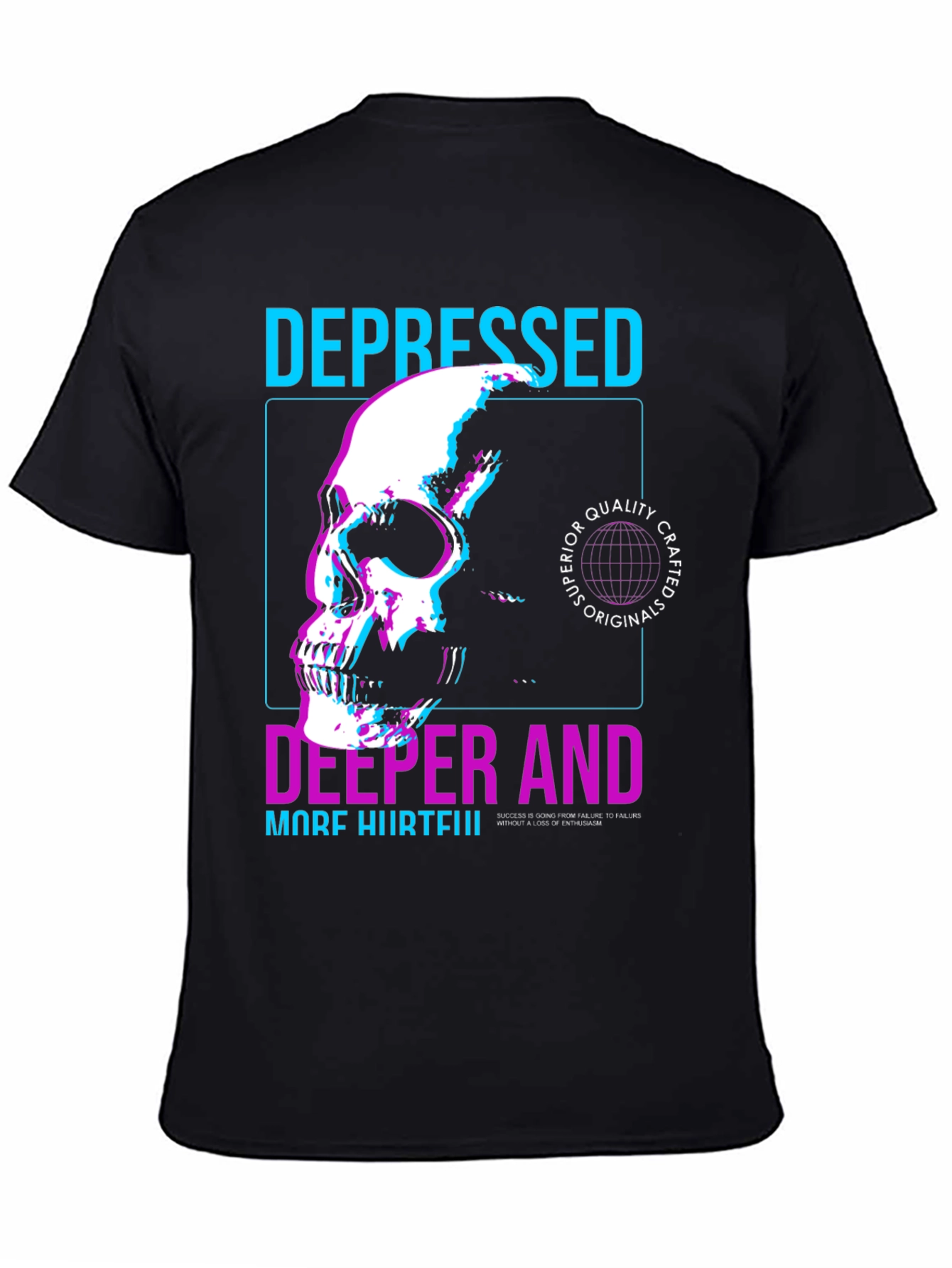 Depressed Skull Graphic T-Shirt