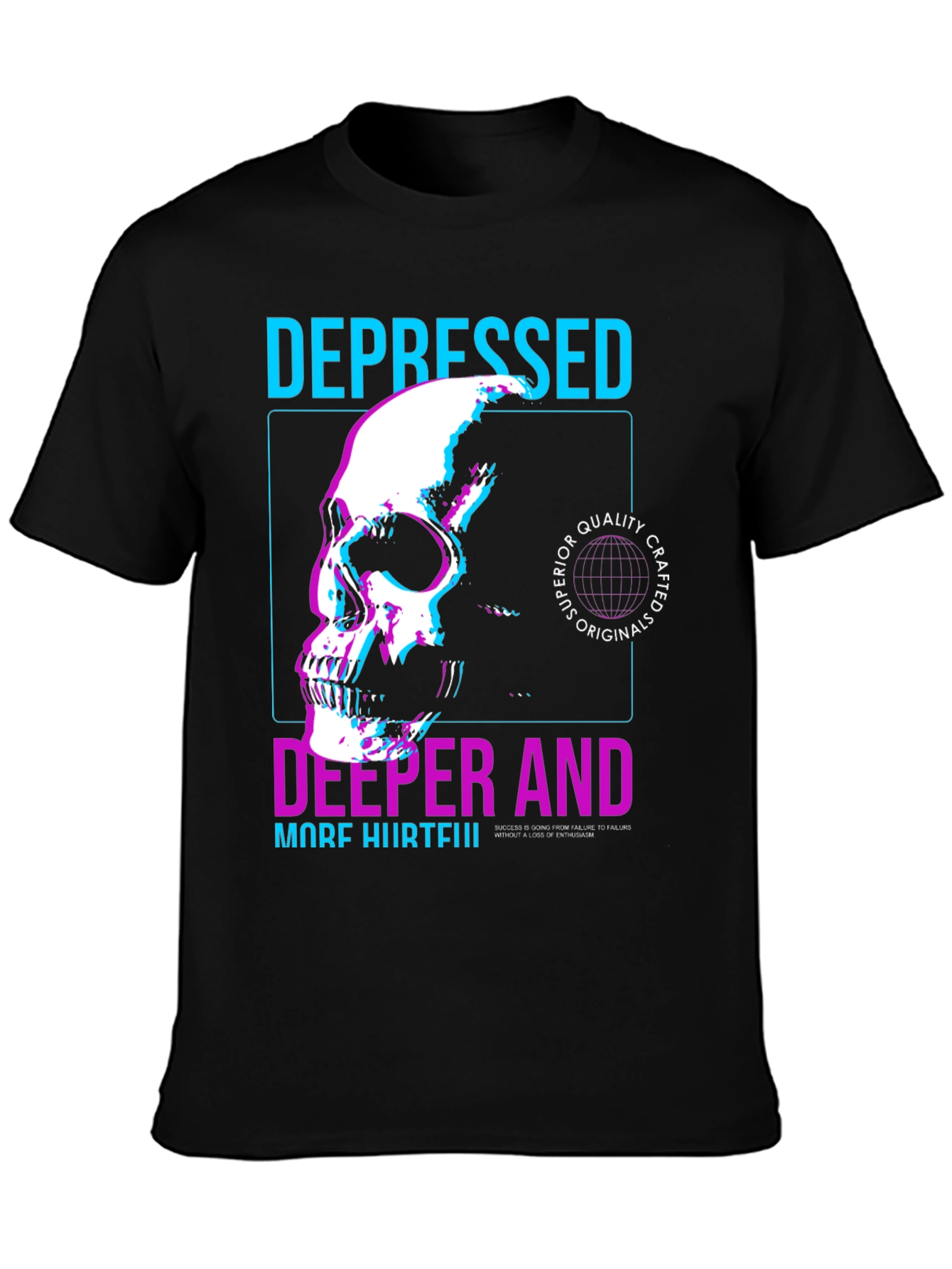 Depressed Skull Graphic T-Shirt