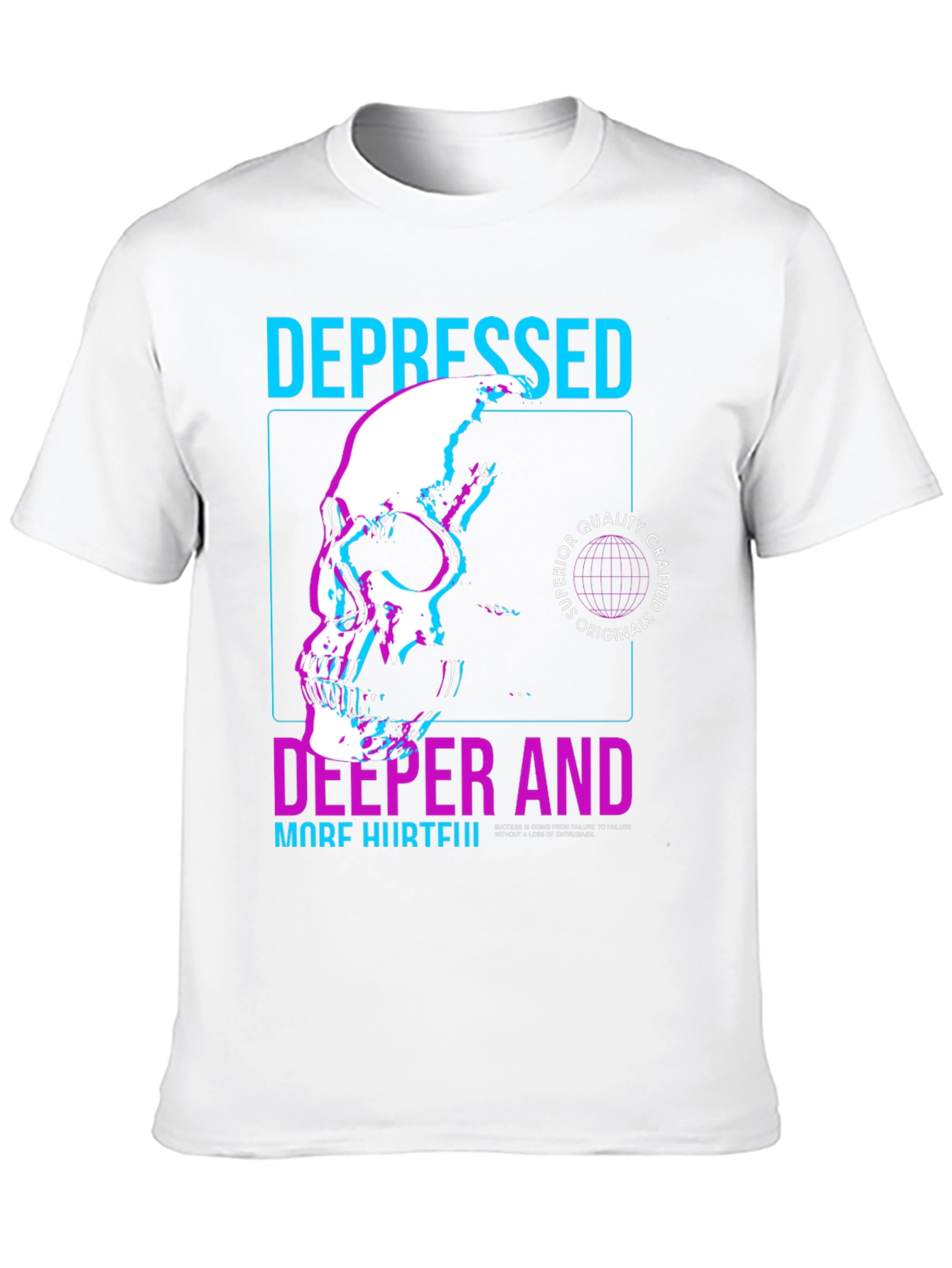 Depressed Skull Graphic T-Shirt