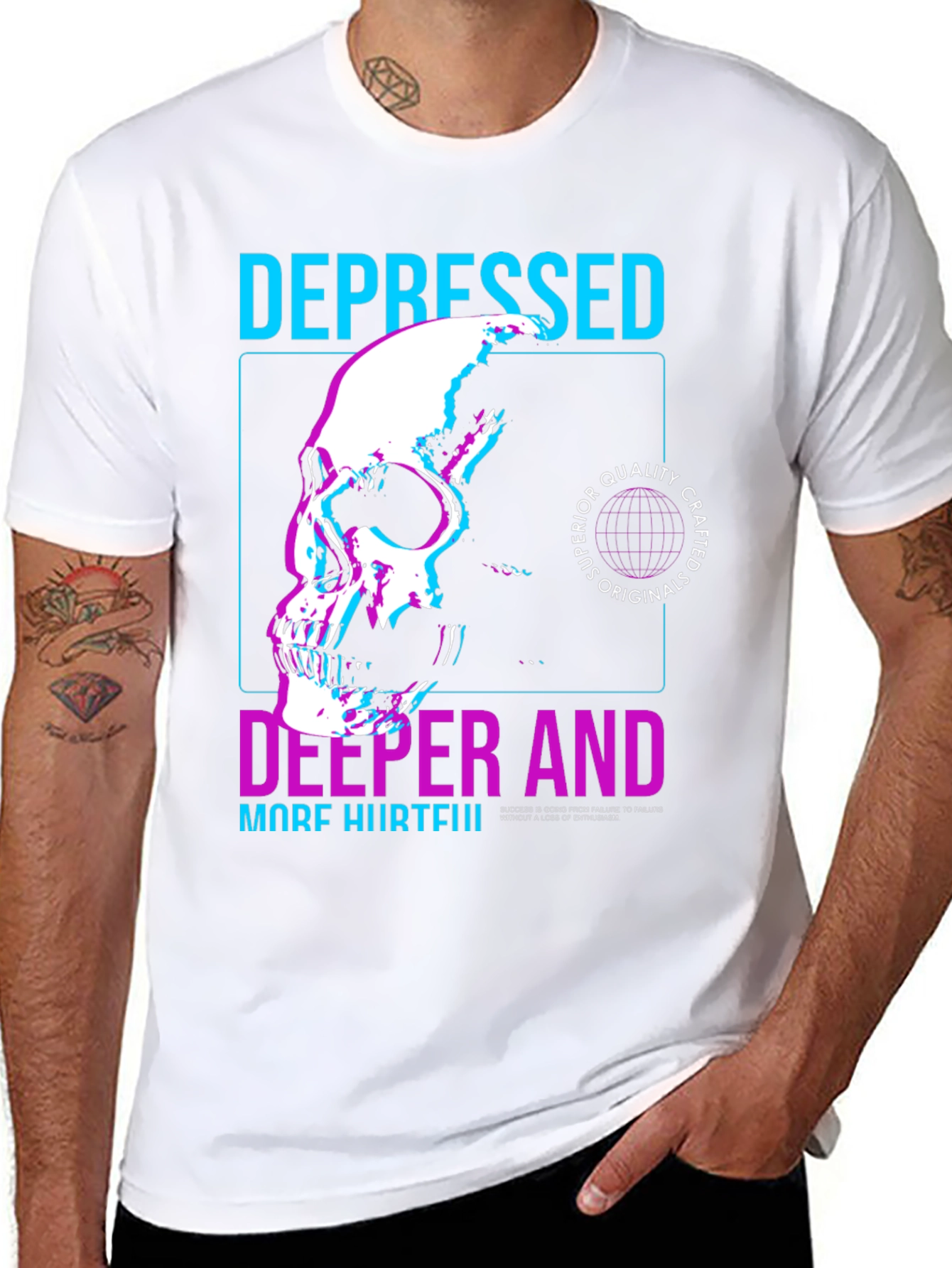 Depressed Skull Graphic T-Shirt