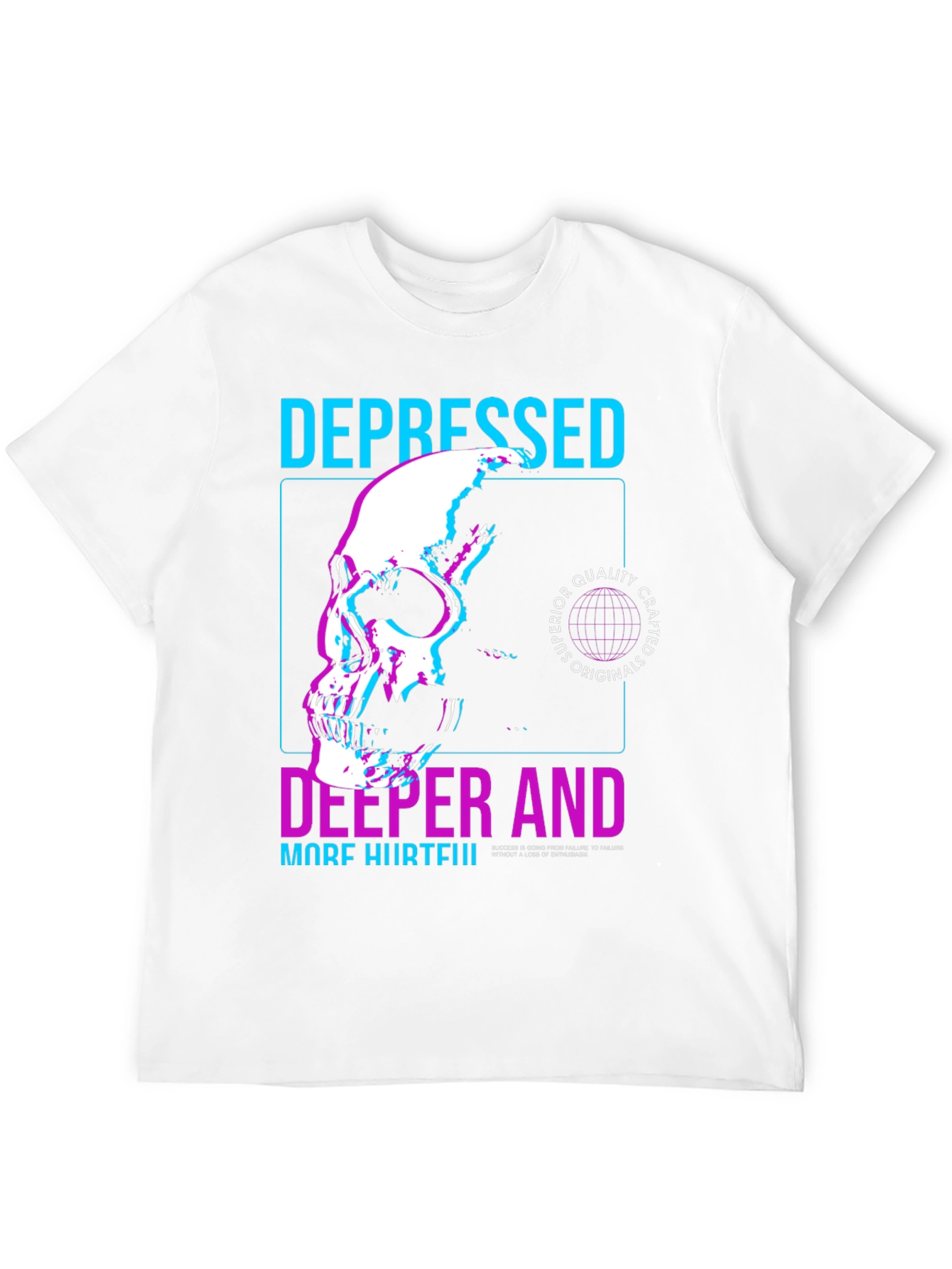 Depressed Skull Graphic T-Shirt