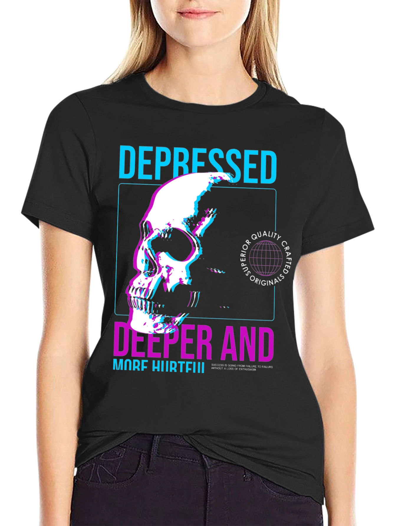 Depressed Skull Graphic T-Shirt