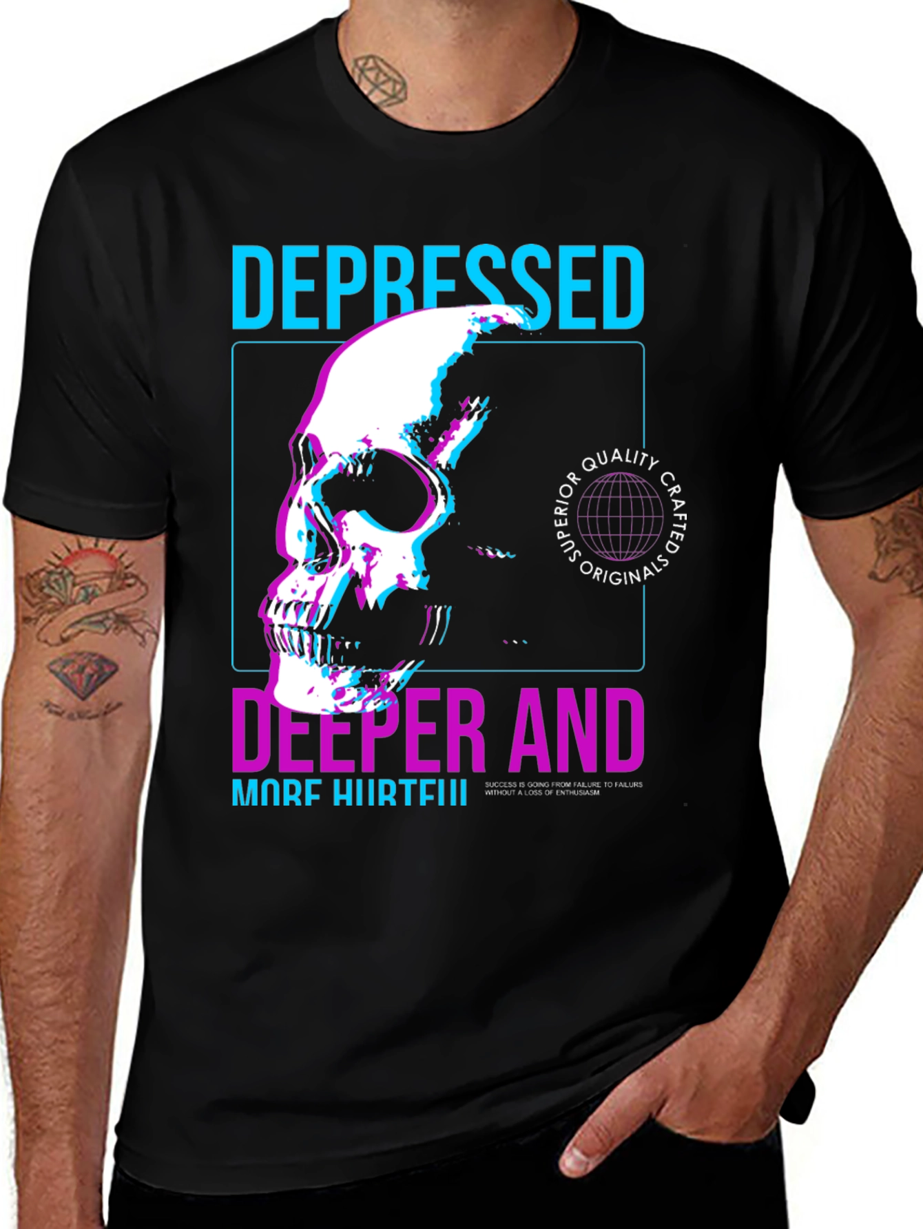 Depressed Skull Graphic T-Shirt