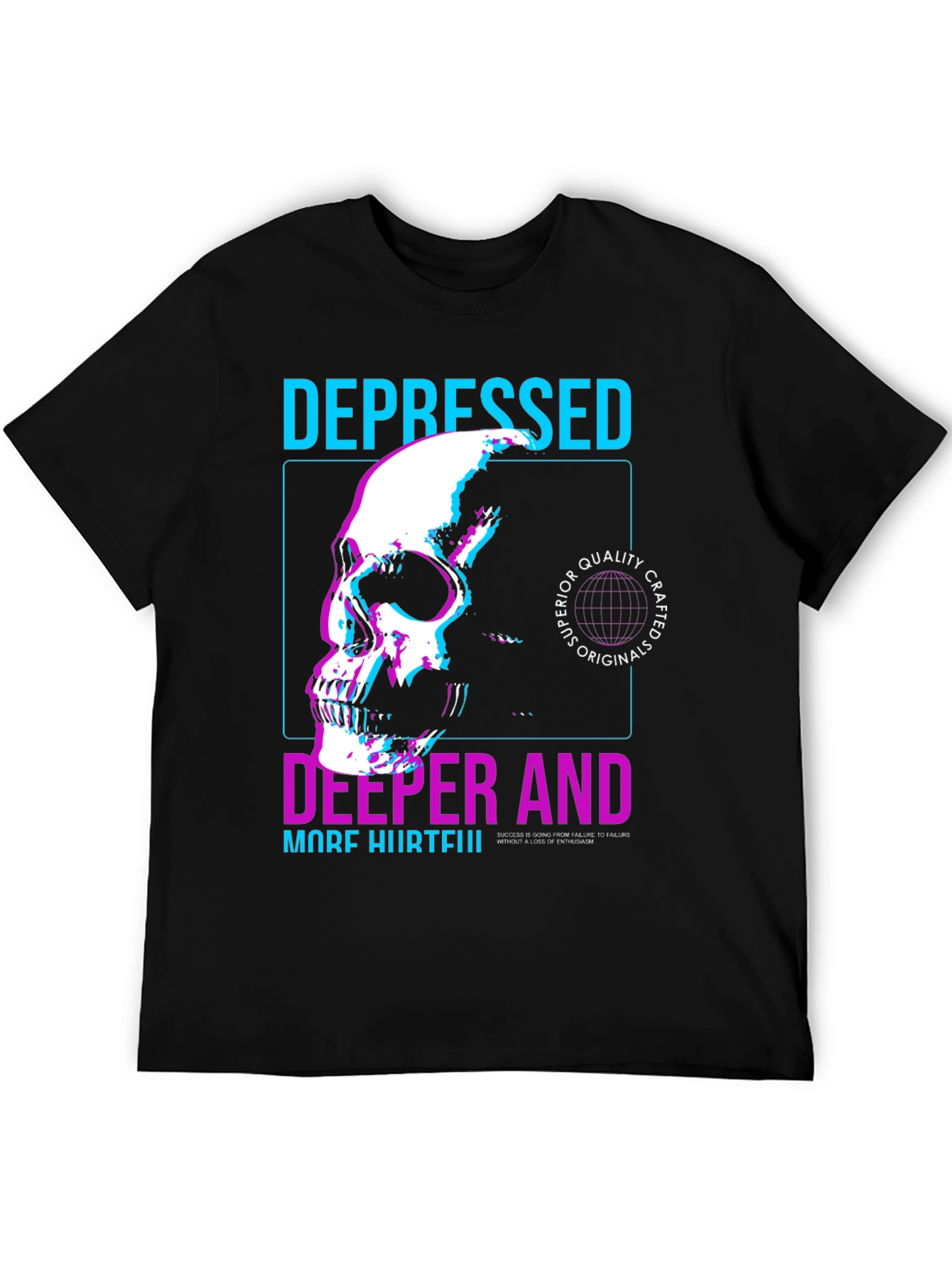 Depressed Skull Graphic T-Shirt
