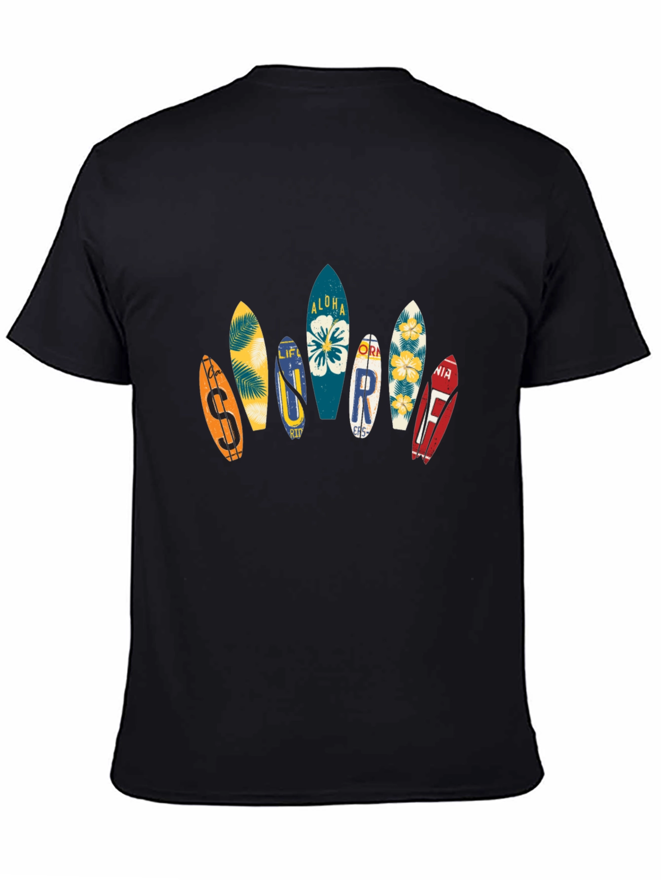 Aloha Surfboard Graphic Tee - Black