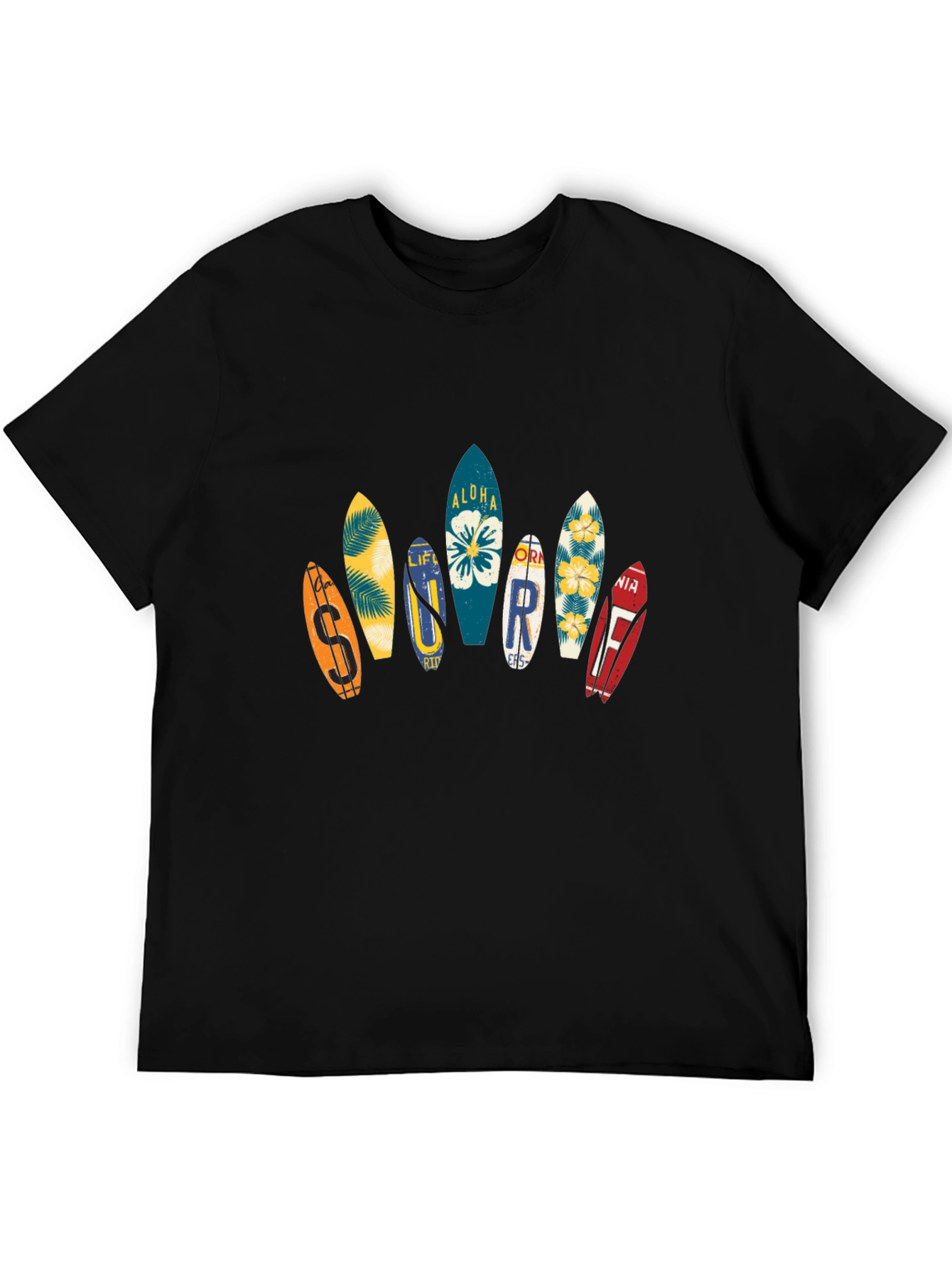 Aloha Surfboard Graphic Tee - Black