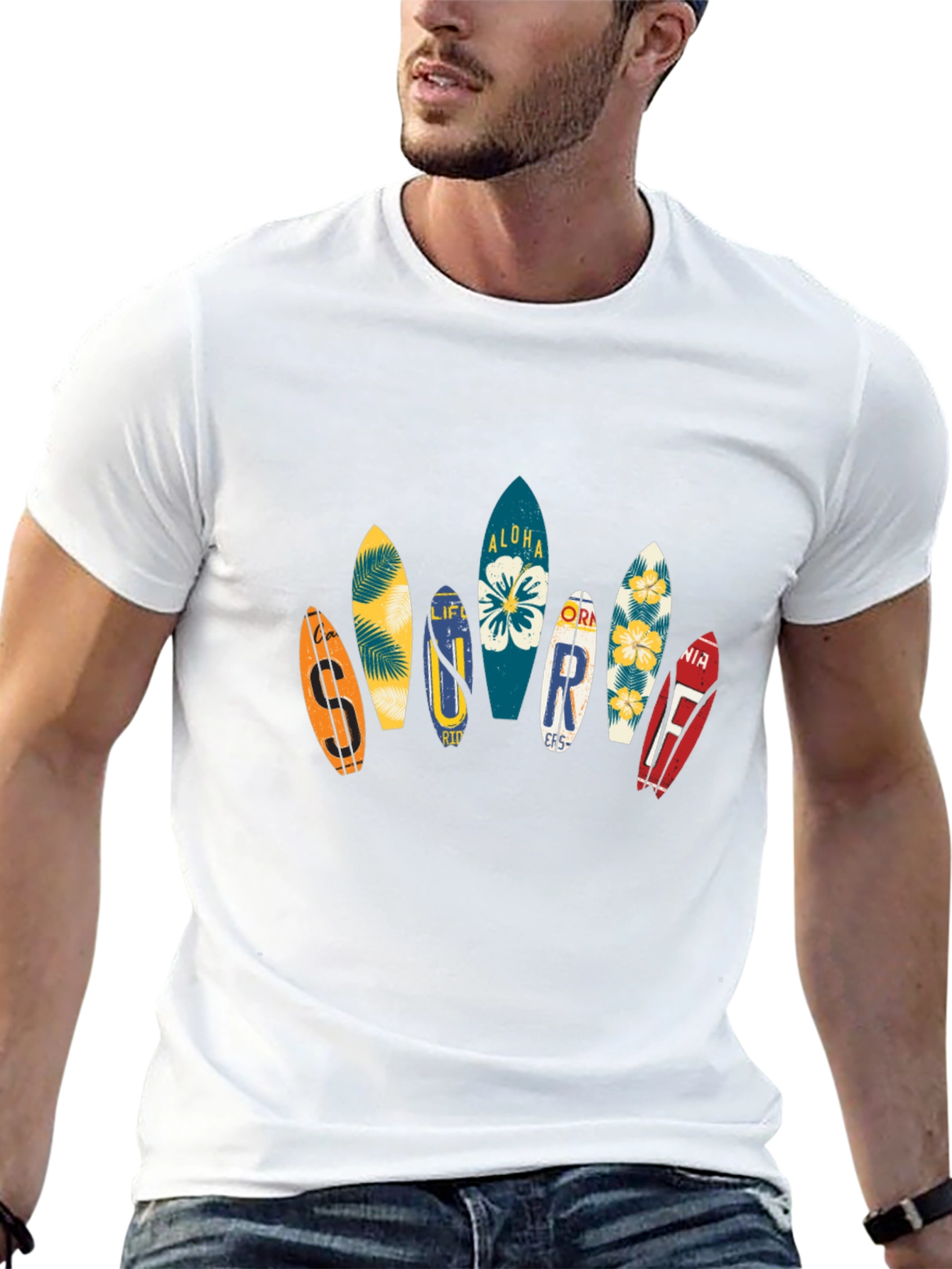 Aloha Surfboard Graphic Tee - Black
