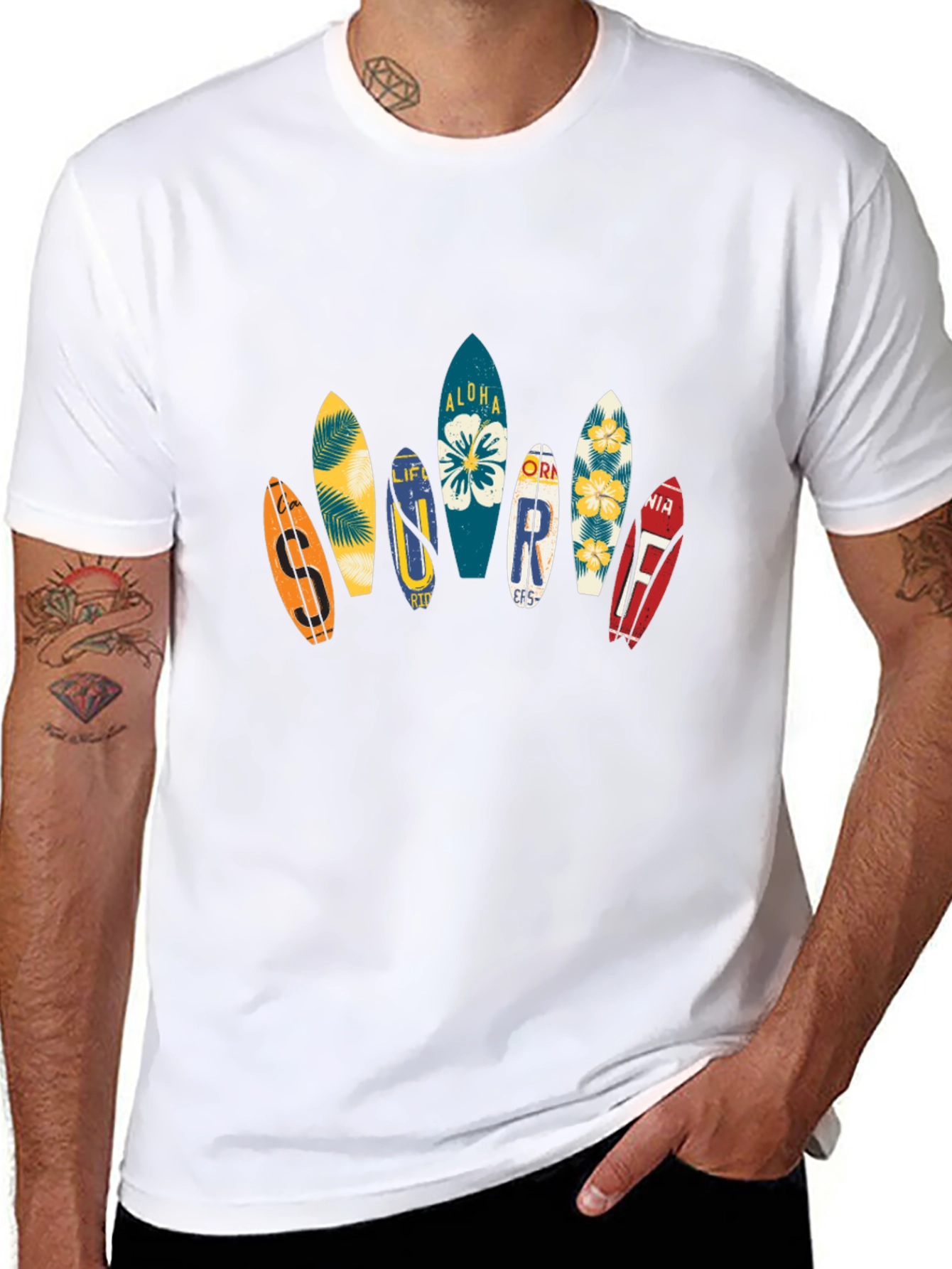 Aloha Surfboard Graphic Tee - Black