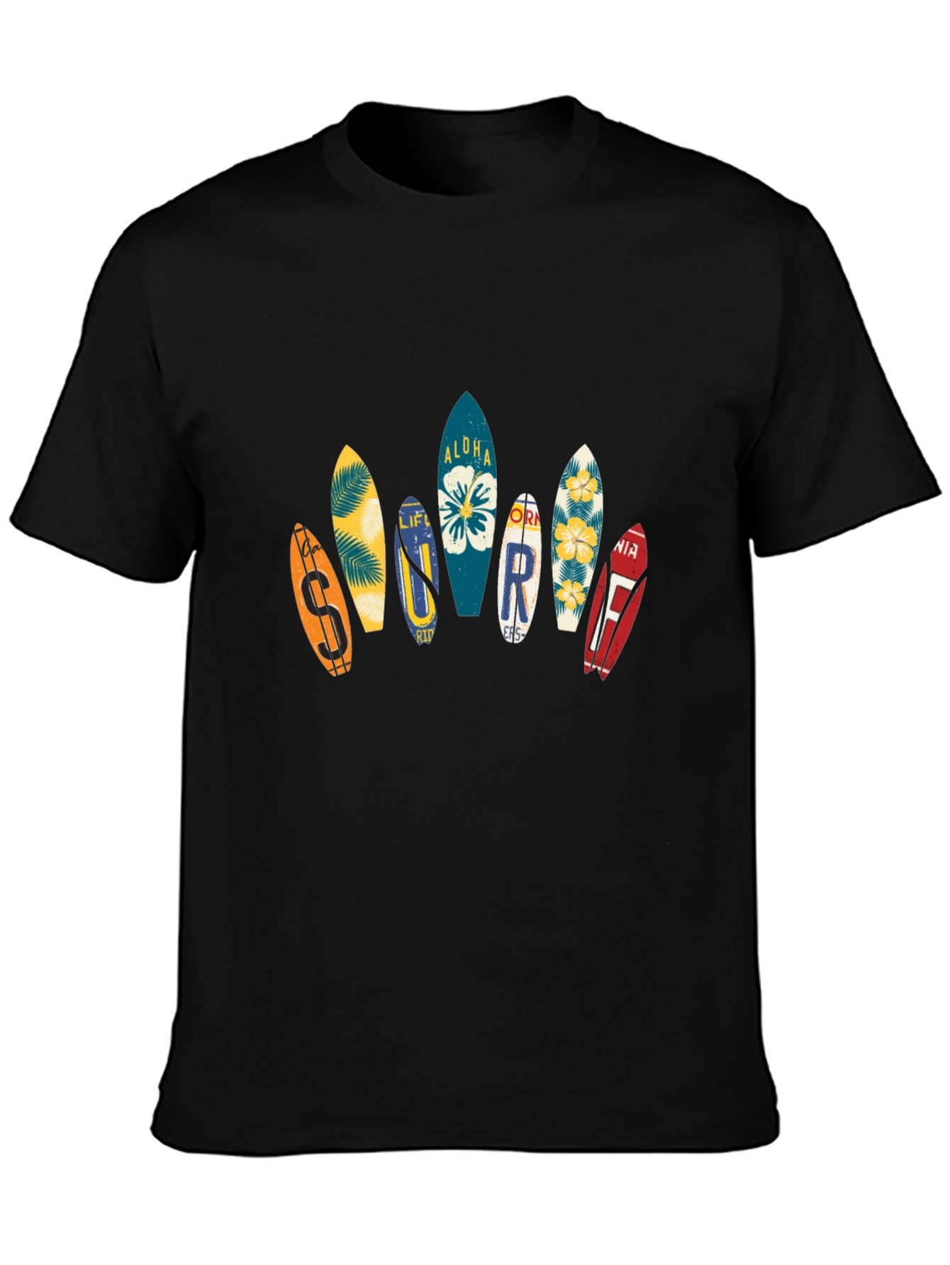 Aloha Surfboard Graphic Tee - Black