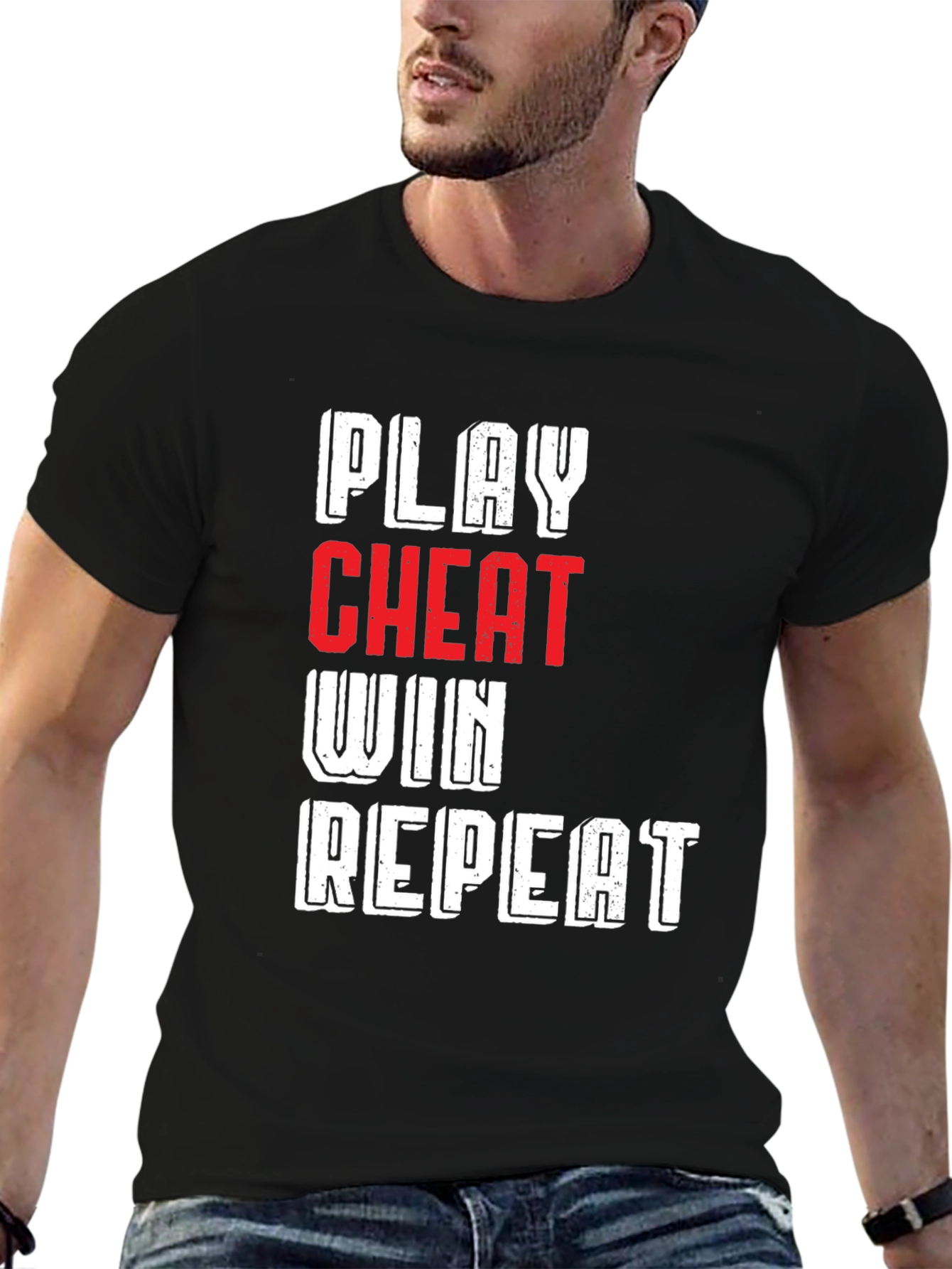 Play Cheat Win Repeat Graphic T-Shirt