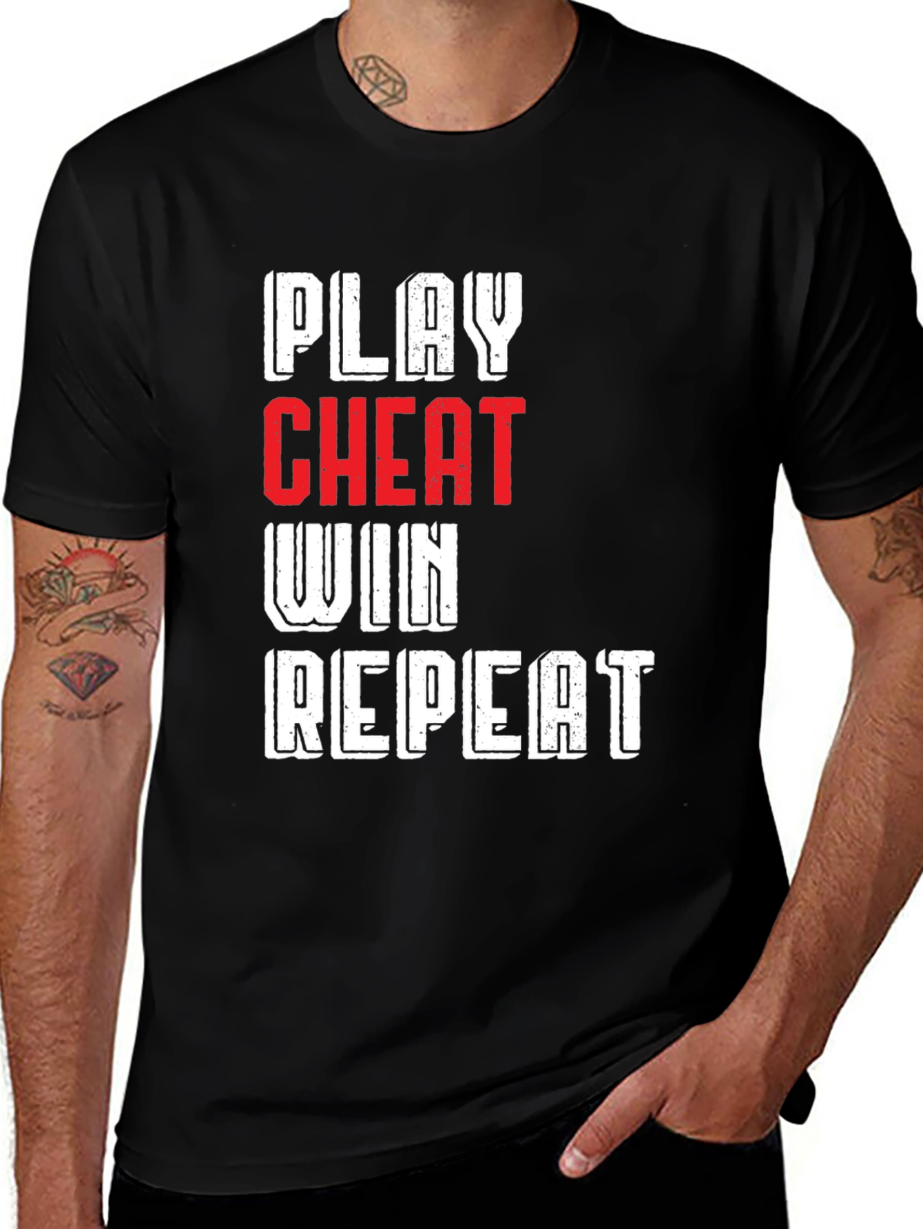 Play Cheat Win Repeat Graphic T-Shirt