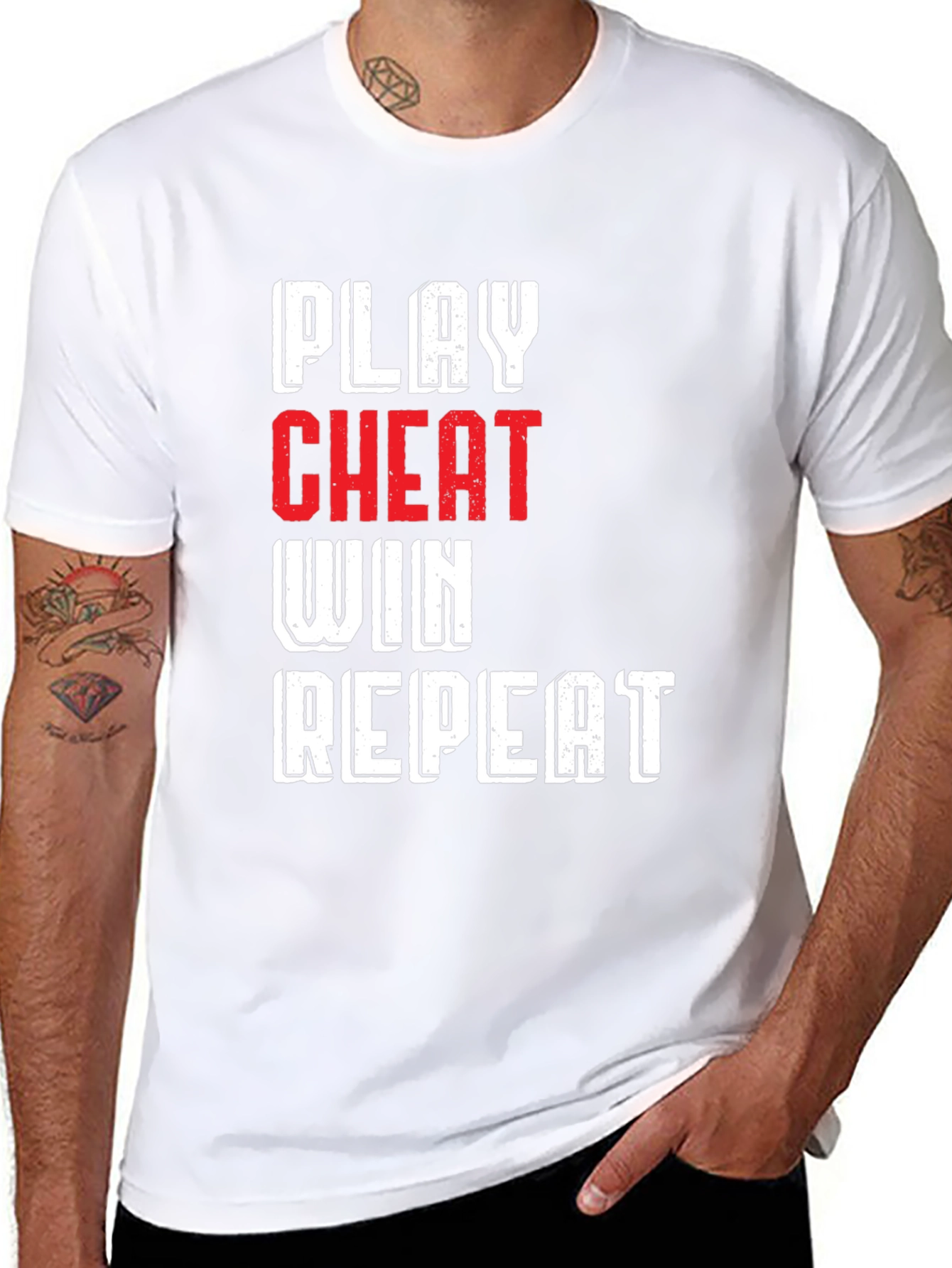 Play Cheat Win Repeat Graphic T-Shirt