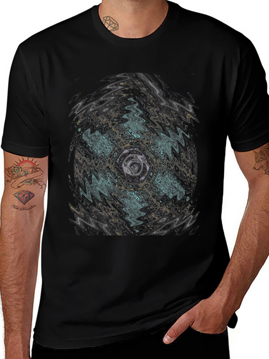 Abstract Vortex Graphic Black T-Shirt