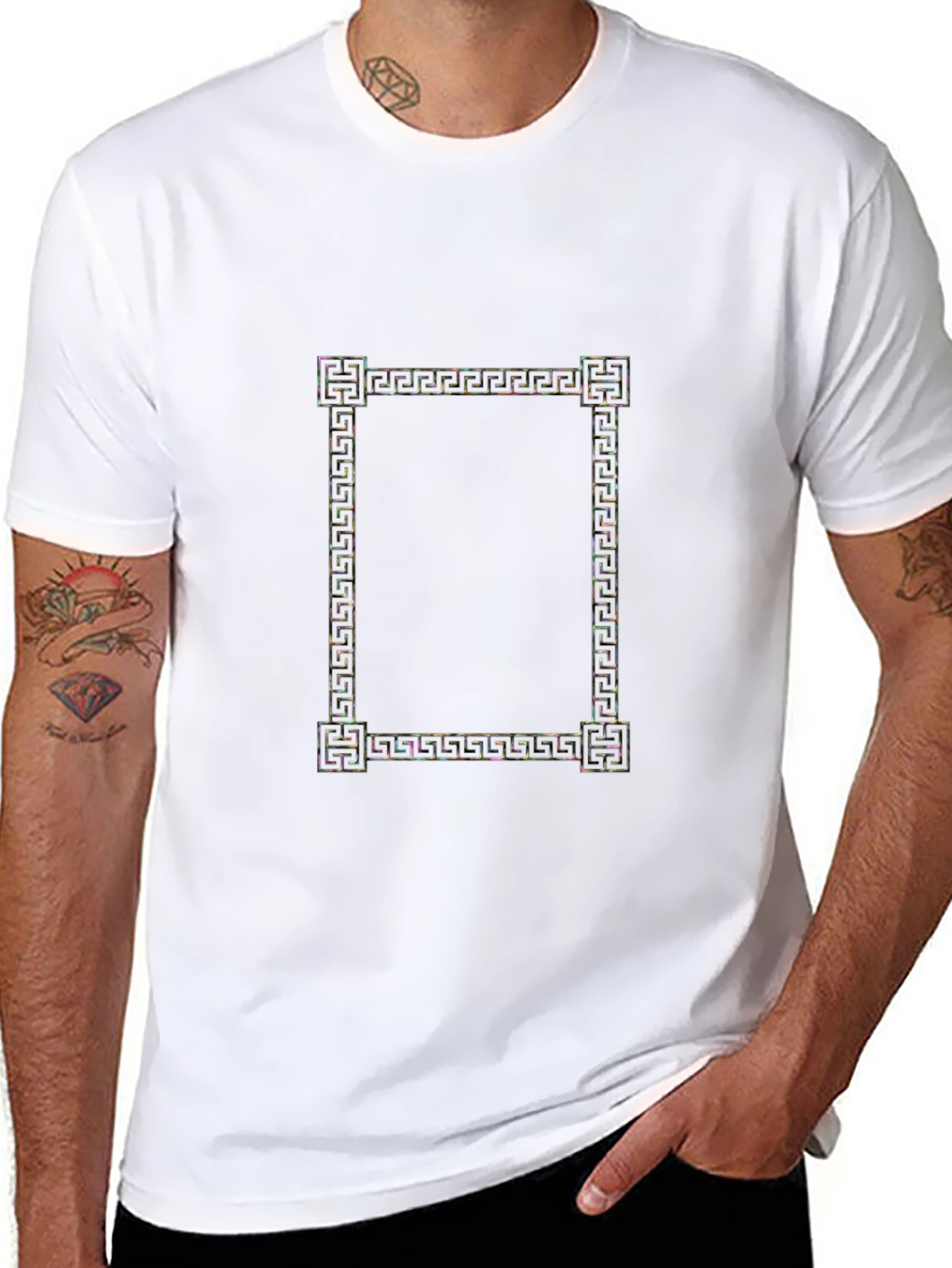 Geometric Frame Graphic Black T-Shirt
