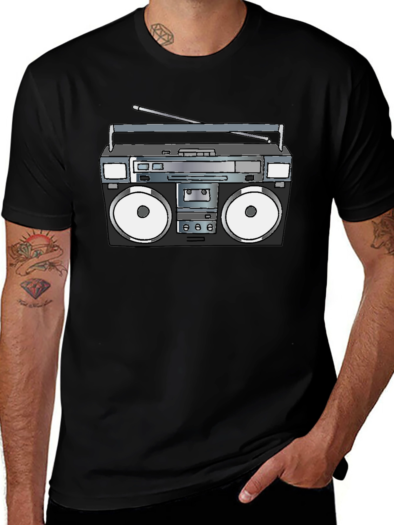 Retro Boombox T-Shirt - Black