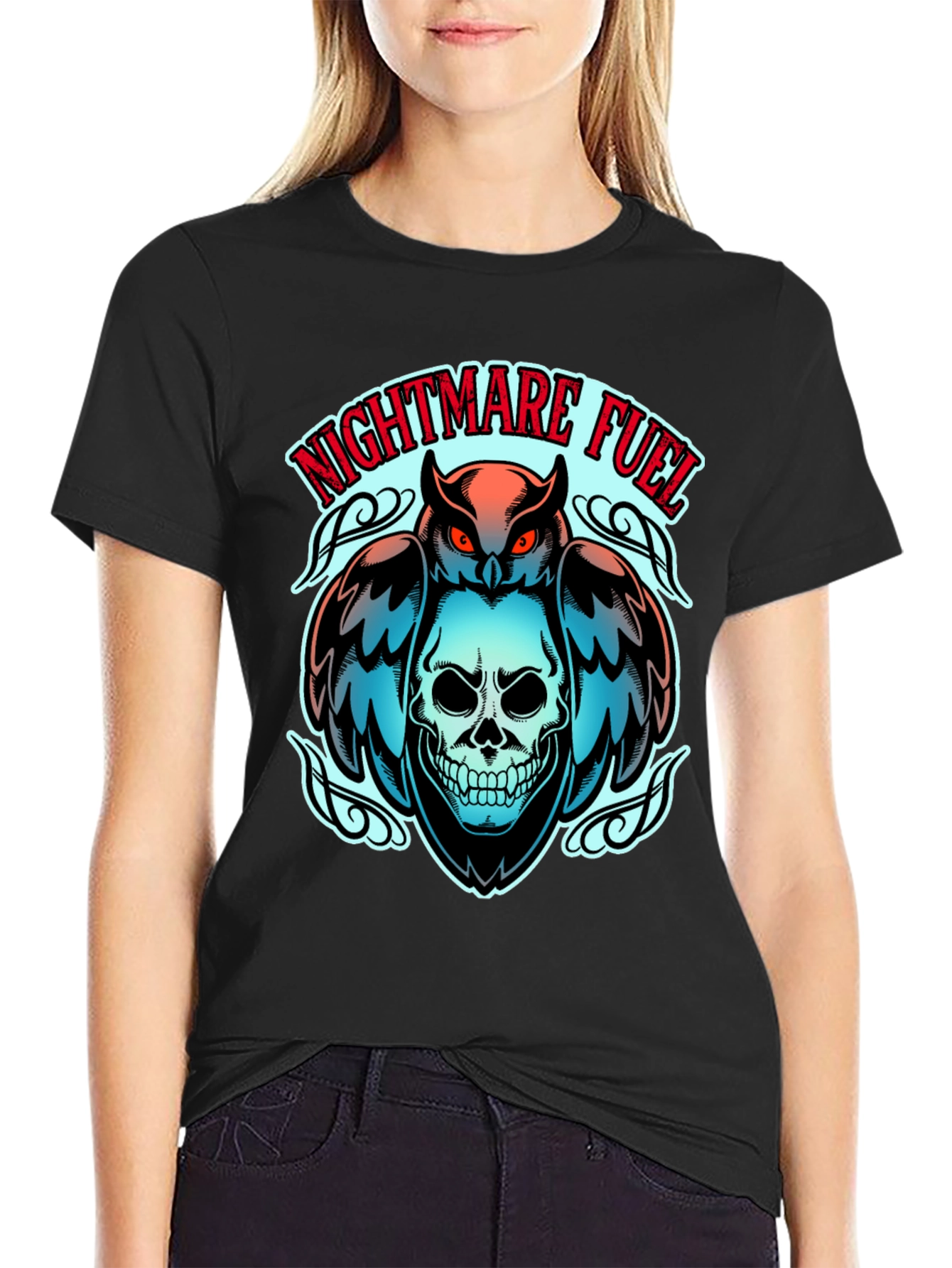 Nightmare Fuel Owl & Skull Graphic Tee
