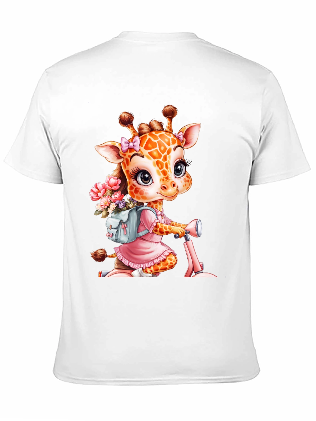 Giraffe on Scooter Graphic Tee - Cute Animal T-Shirt