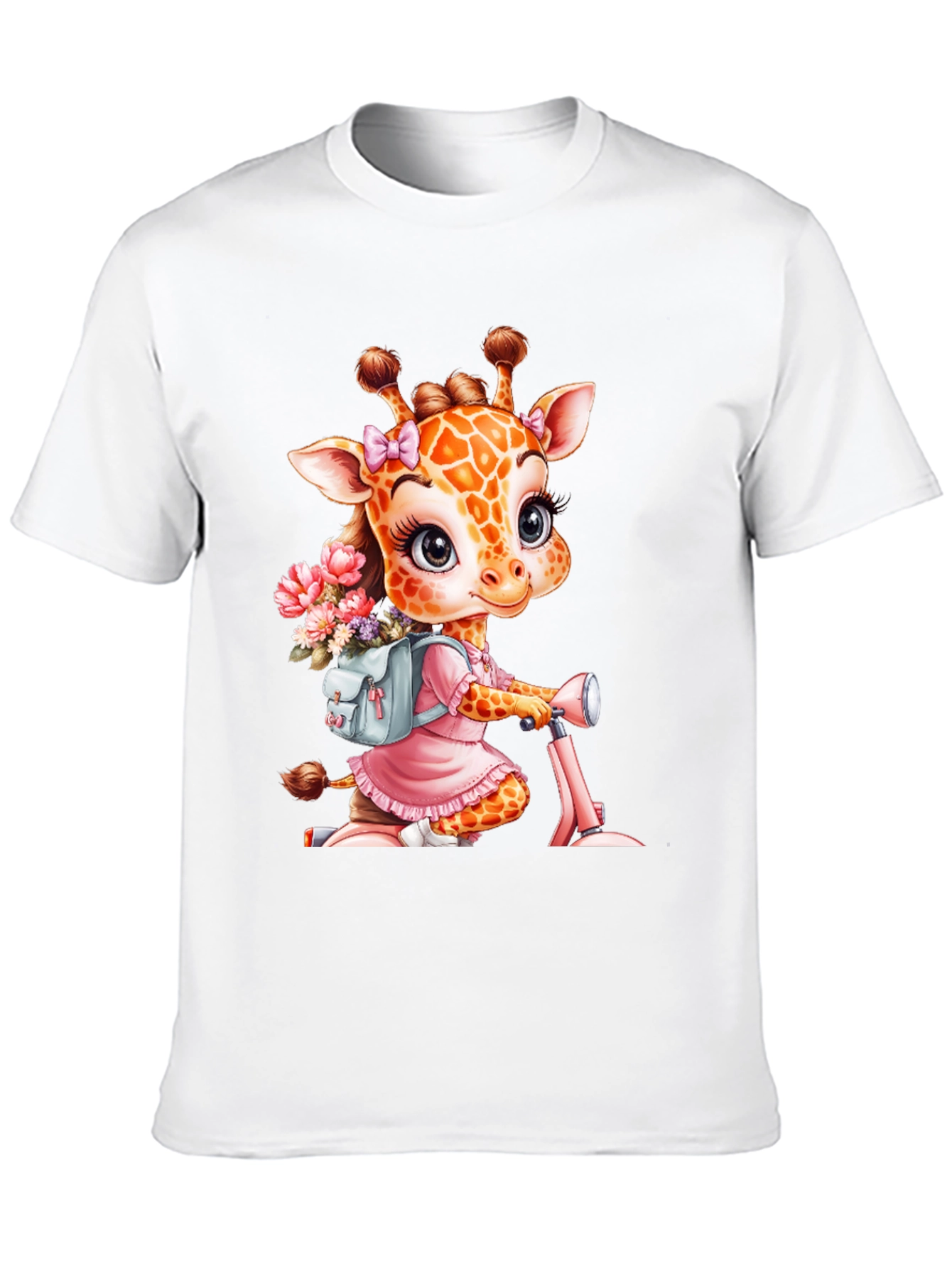Giraffe on Scooter Graphic Tee - Cute Animal T-Shirt