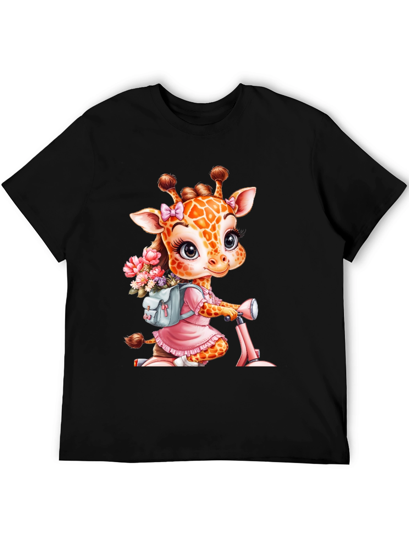 Giraffe on Scooter Graphic Tee - Cute Animal T-Shirt