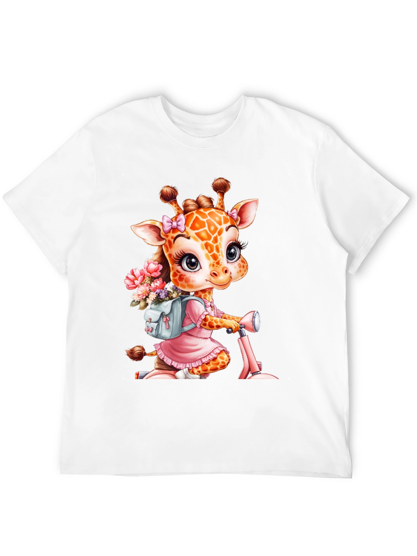 Giraffe on Scooter Graphic Tee - Cute Animal T-Shirt