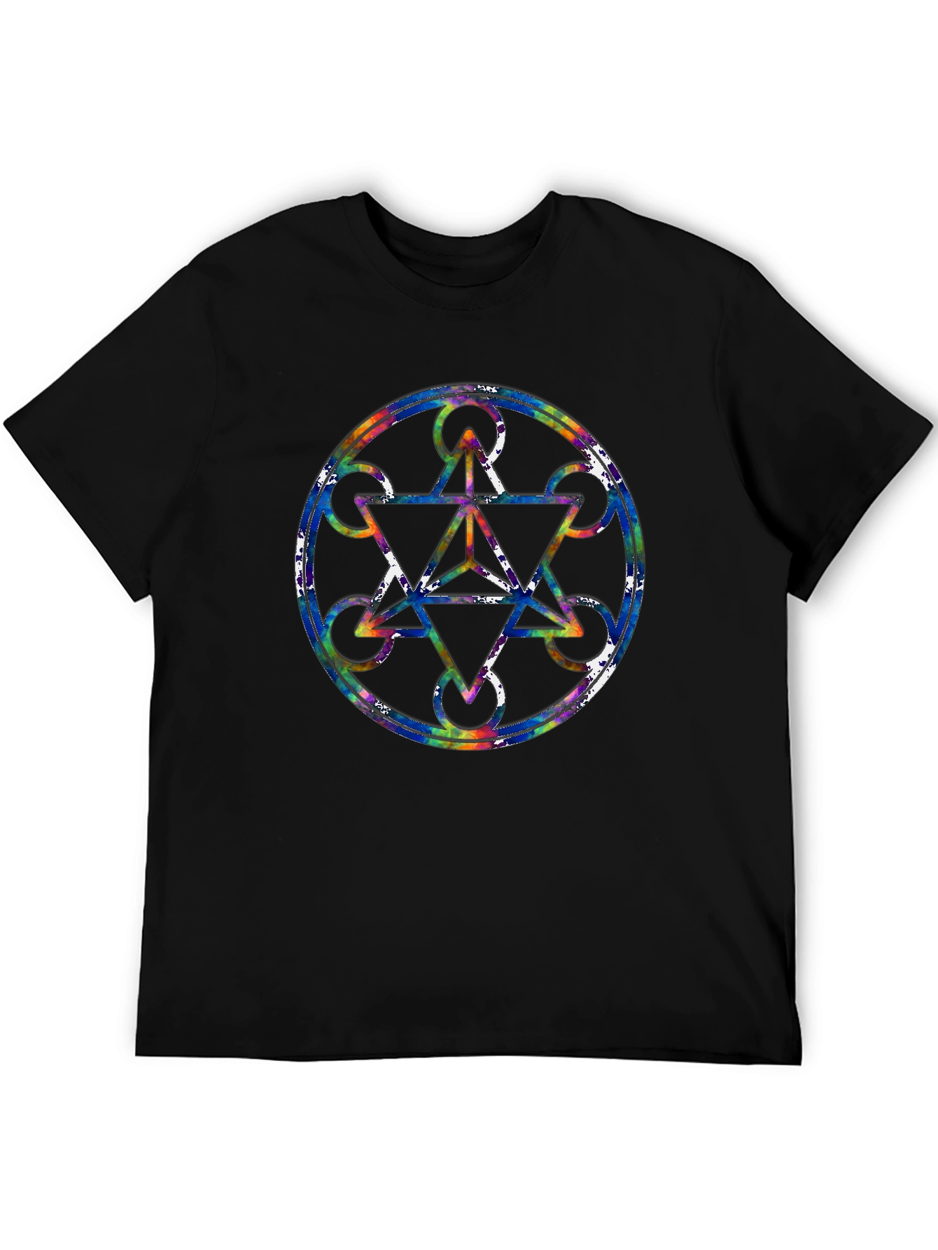 Geometric Pattern Graphic Tee - Stylish Mens Black T-Shirt