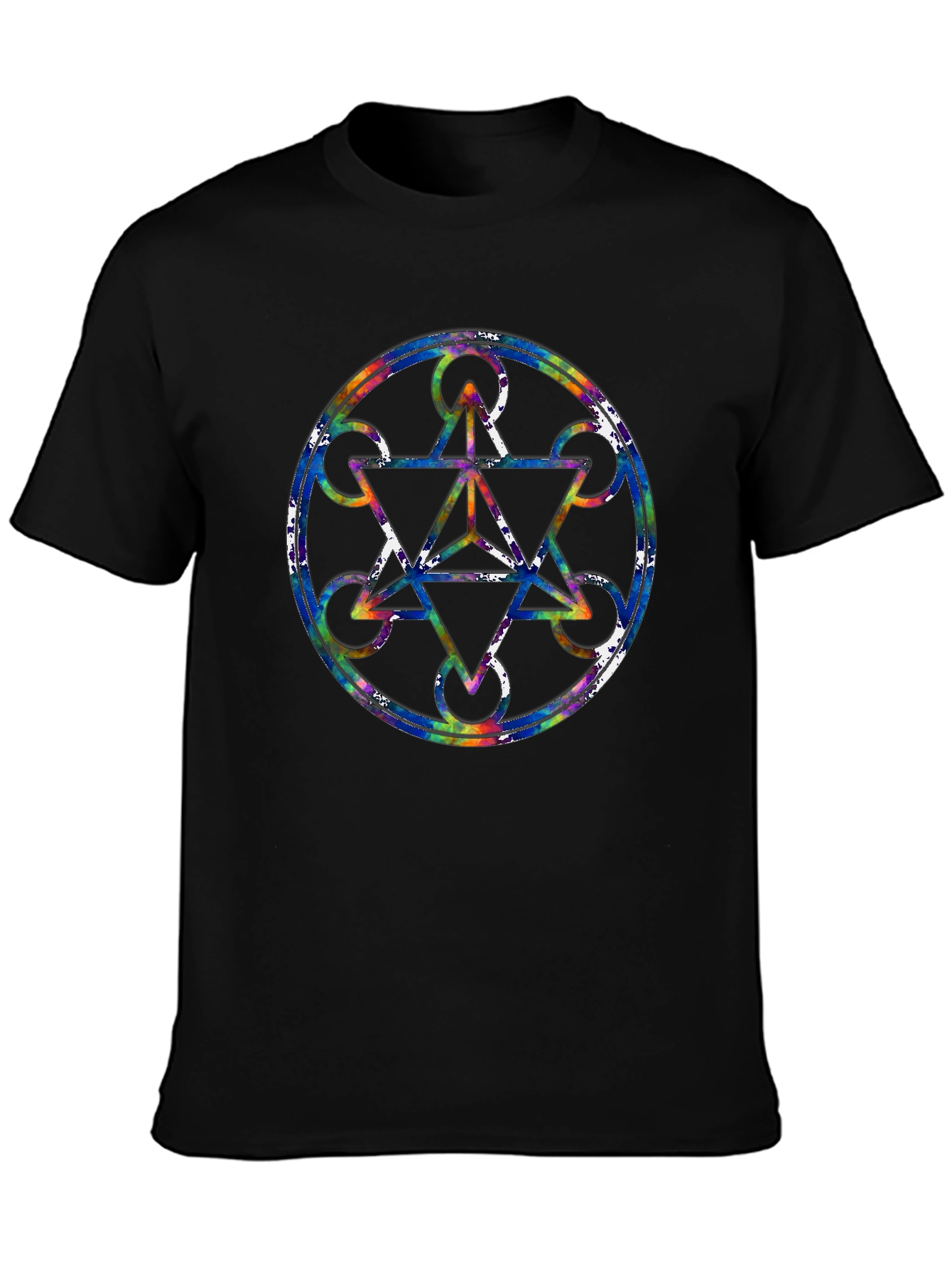 Geometric Pattern Graphic Tee - Stylish Mens Black T-Shirt