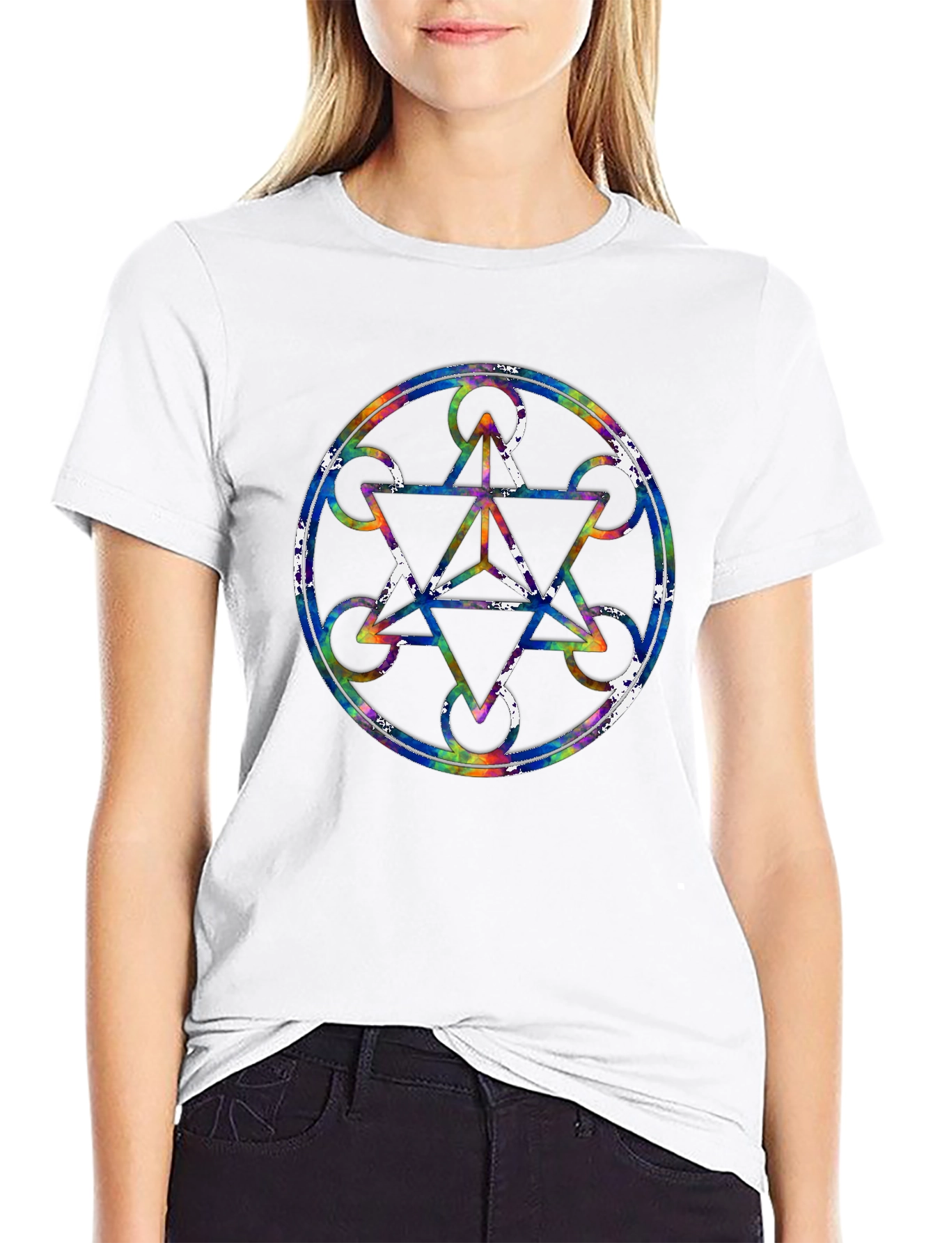 Geometric Pattern Graphic Tee - Stylish Mens Black T-Shirt