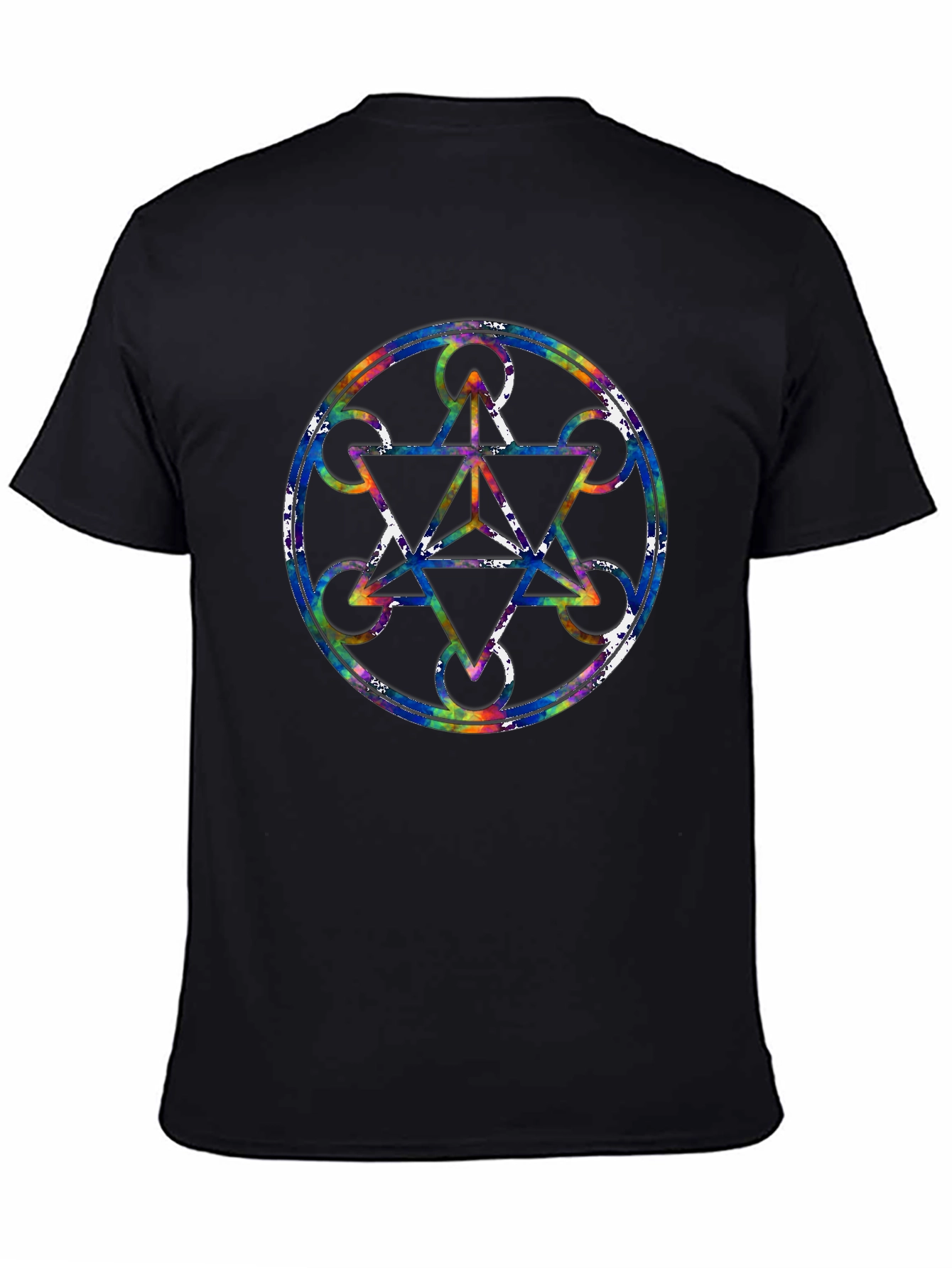 Geometric Pattern Graphic Tee - Stylish Mens Black T-Shirt