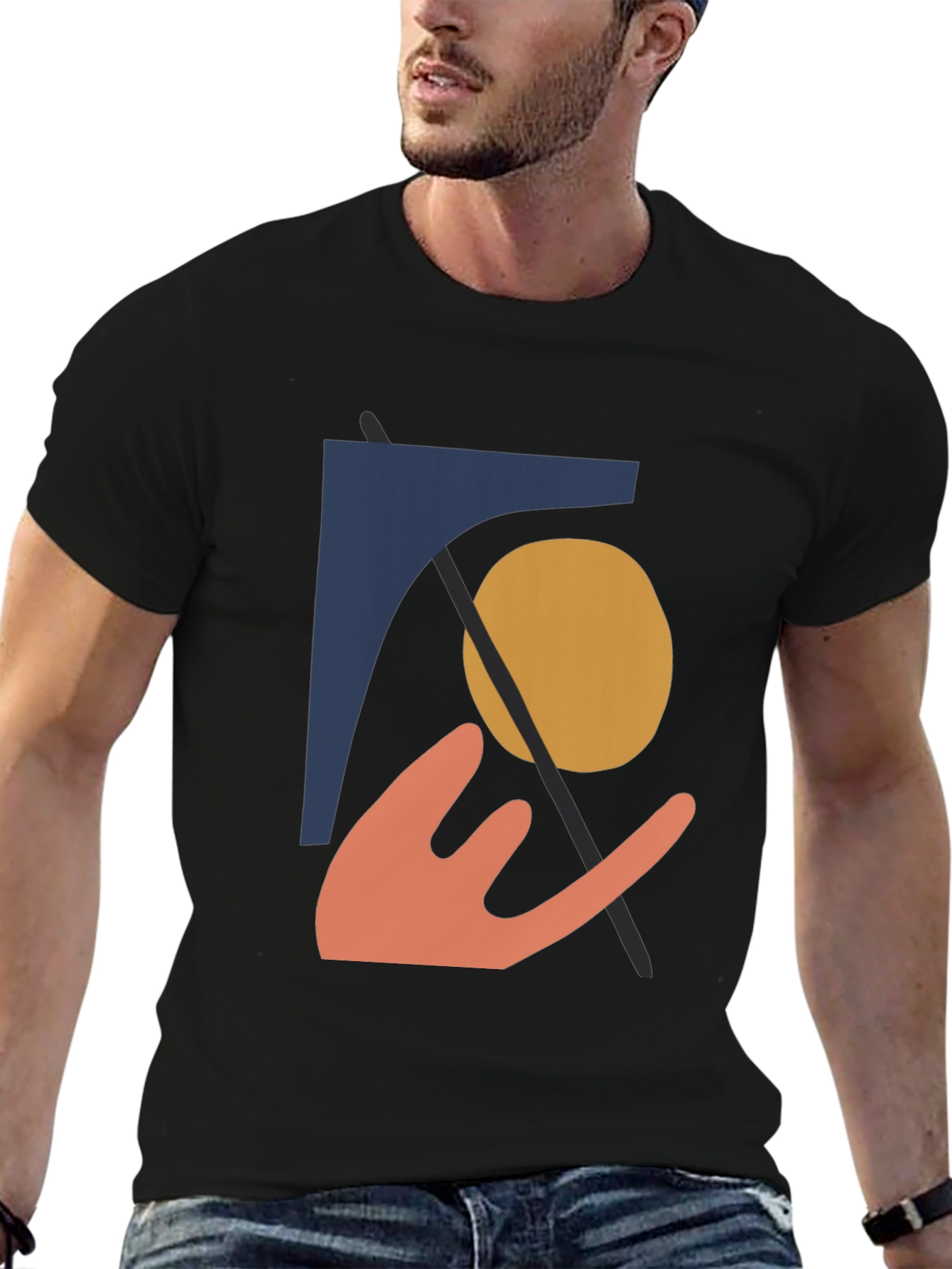 Abstract Graphic Print Black T-Shirt