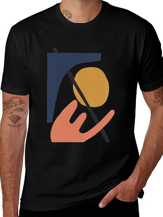 Abstract Graphic Print Black T-Shirt