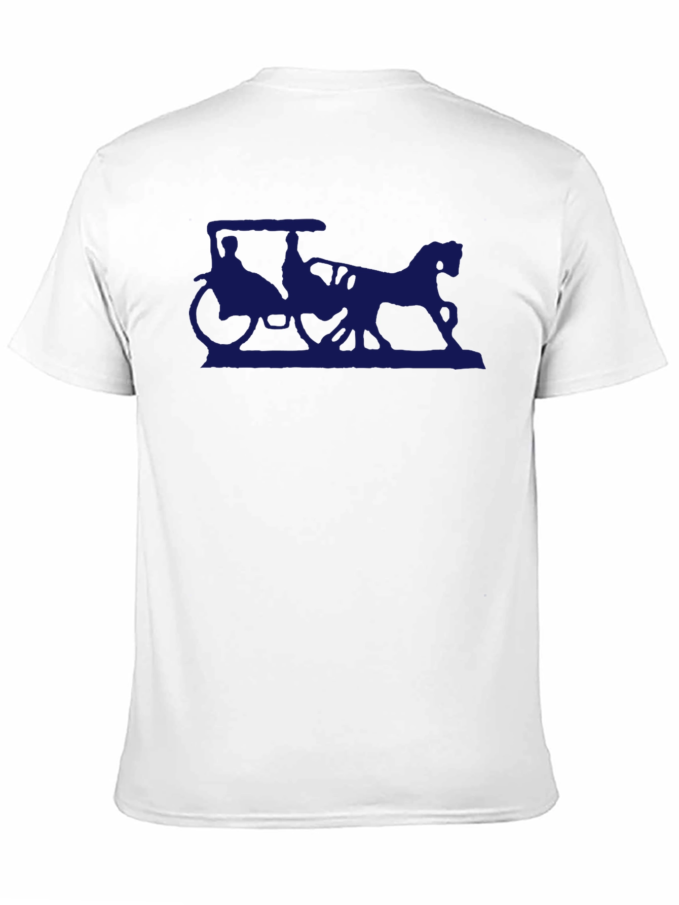 Mens Black T-Shirt with Horse Carriage Design