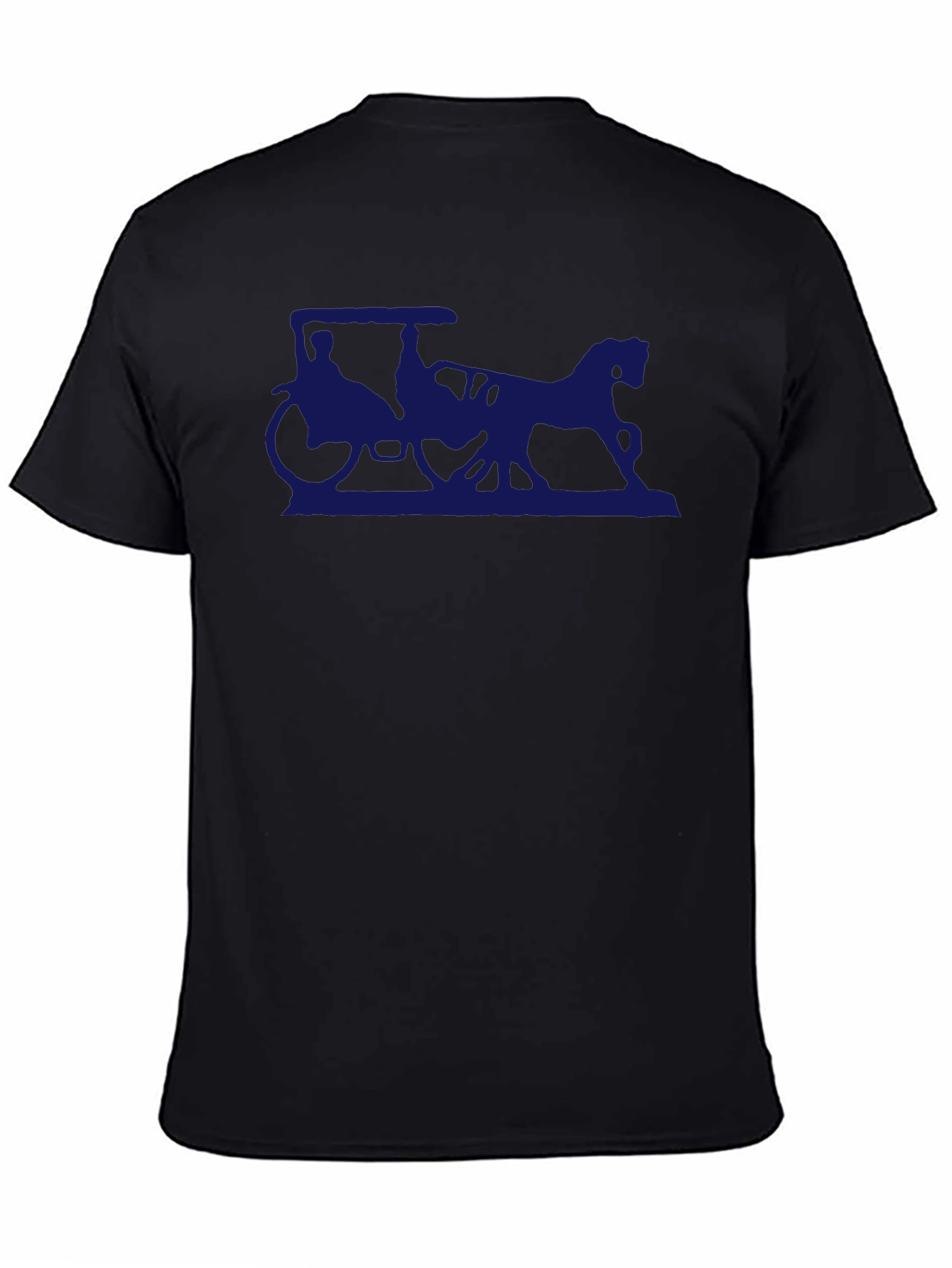 Mens Black T-Shirt with Horse Carriage Design