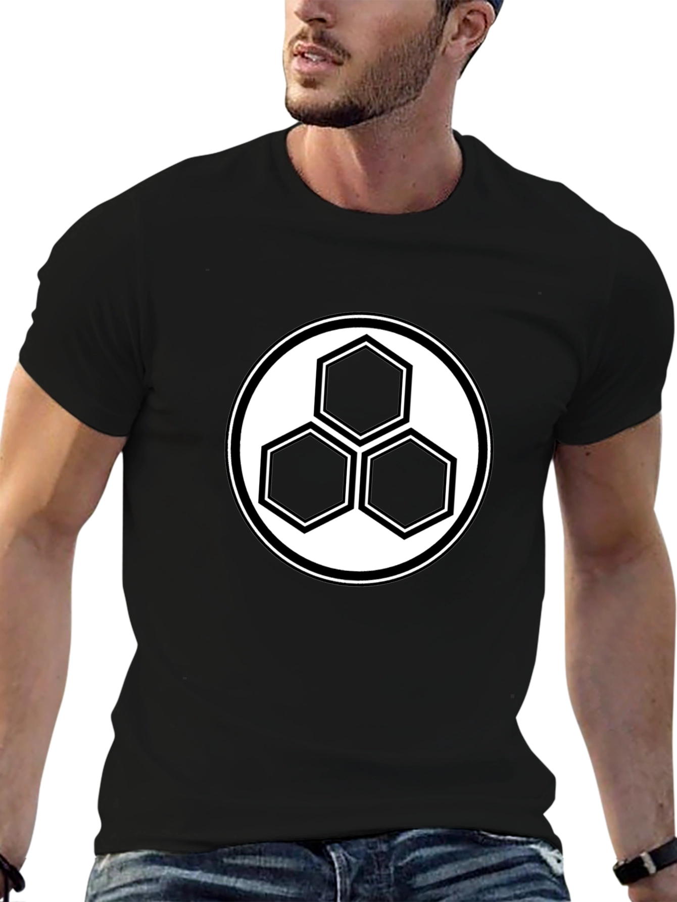 Geometric Hexagon T-Shirt - Modern Minimalist Design