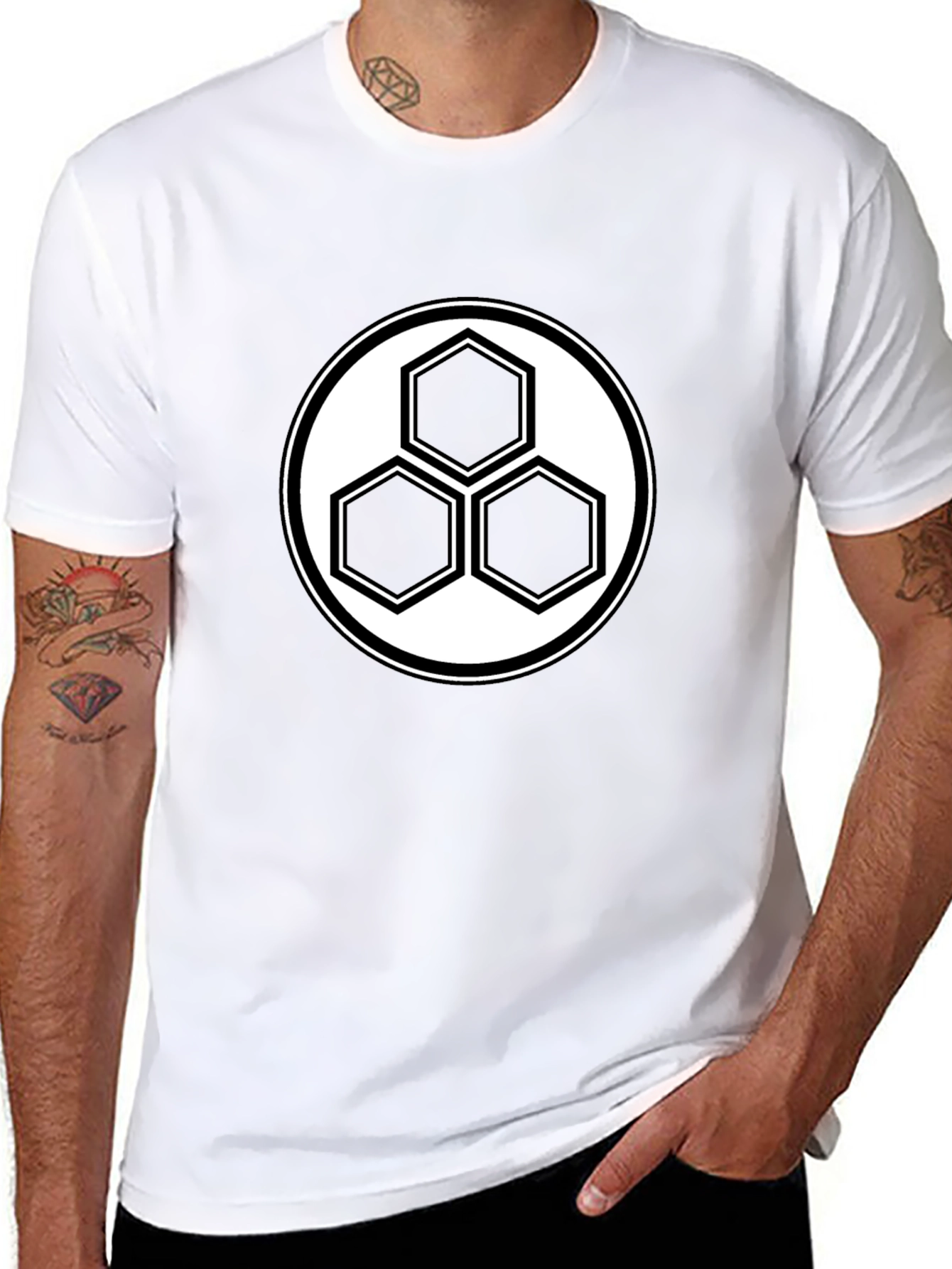 Geometric Hexagon T-Shirt - Modern Minimalist Design