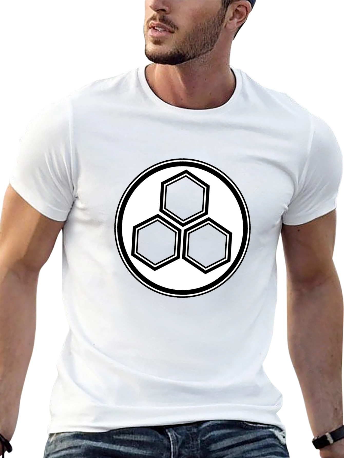 Geometric Hexagon T-Shirt - Modern Minimalist Design