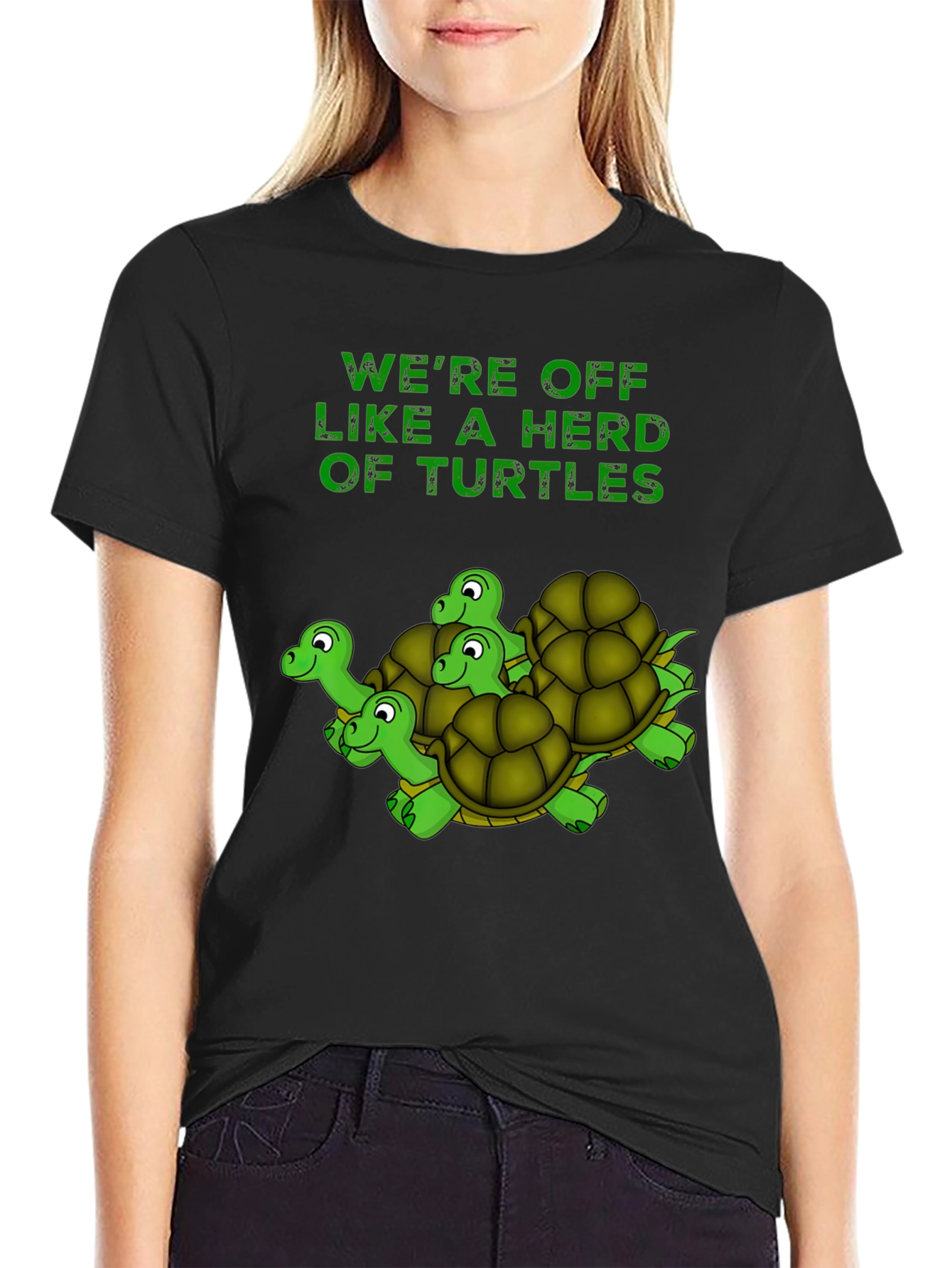Turtle Herd Graphic T-Shirt - Black Cotton Tee
