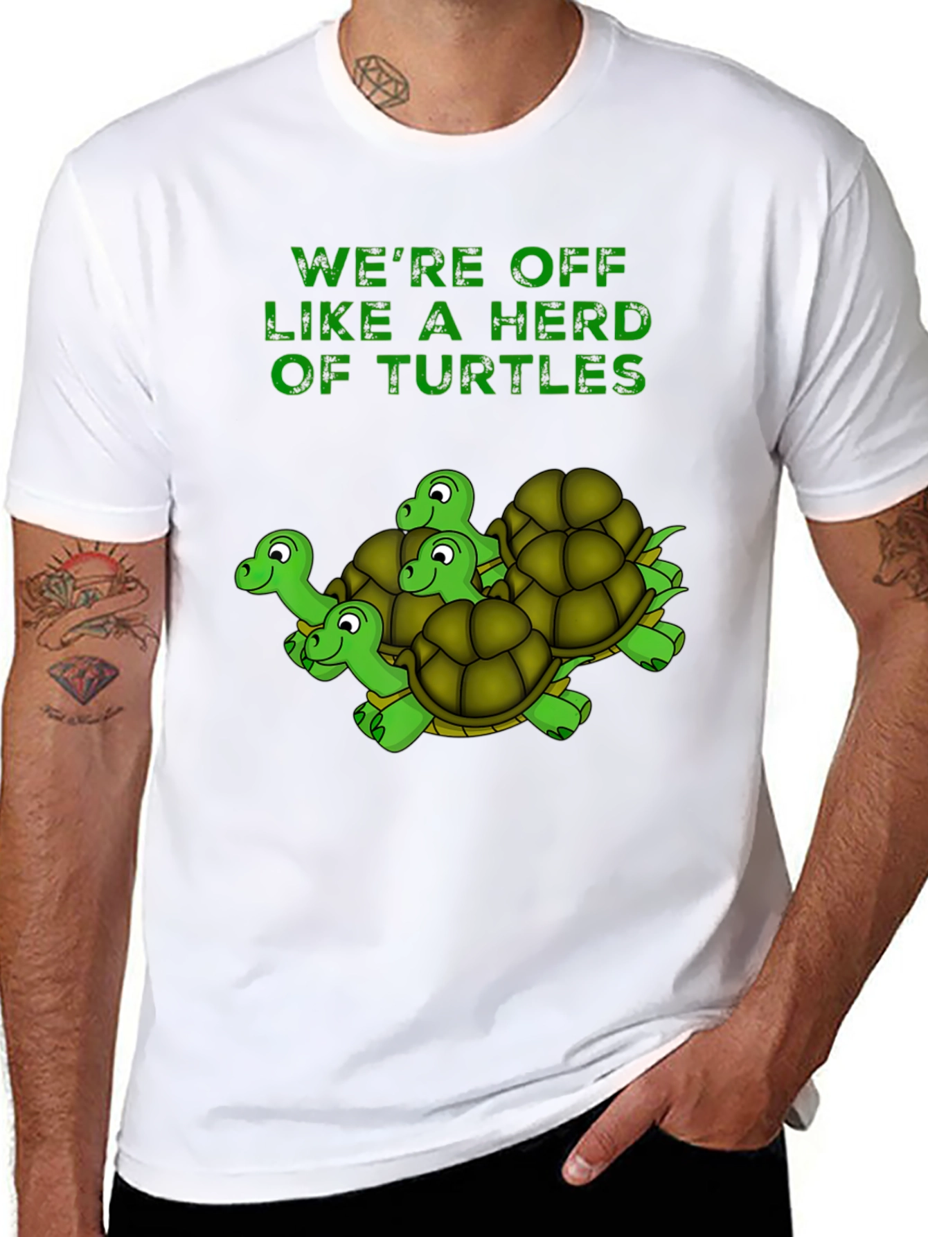 Turtle Herd Graphic T-Shirt - Black Cotton Tee