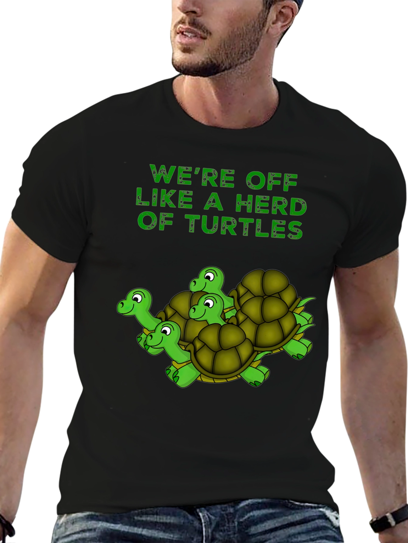 Turtle Herd Graphic T-Shirt - Black Cotton Tee