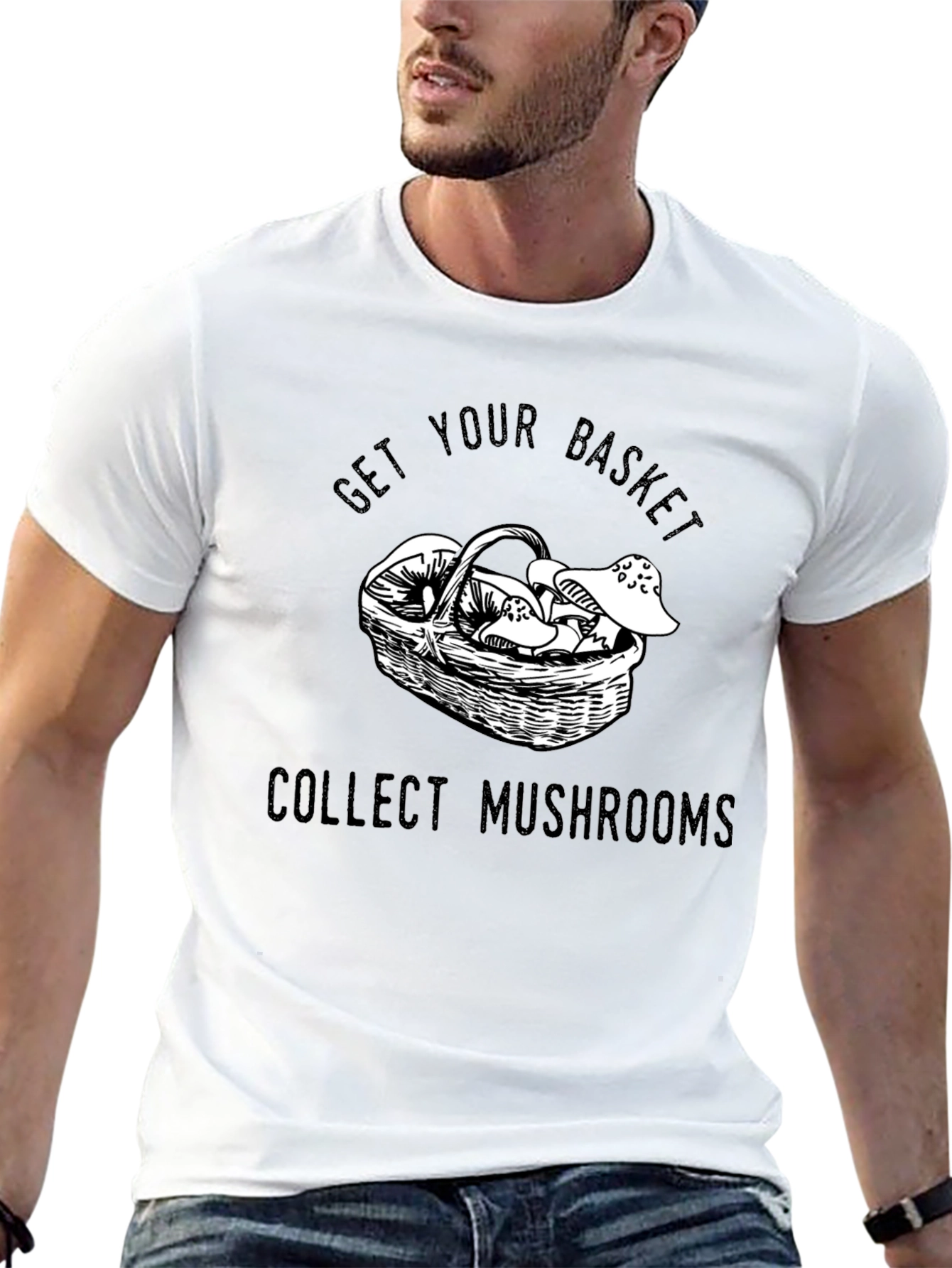 Get Your Basket Collect Mushrooms Black T-Shirt