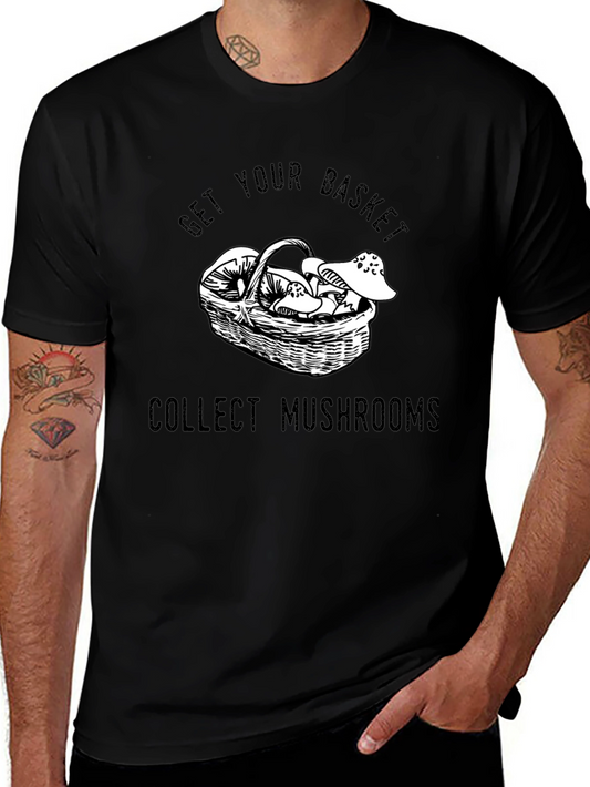 Get Your Basket Collect Mushrooms Black T-Shirt