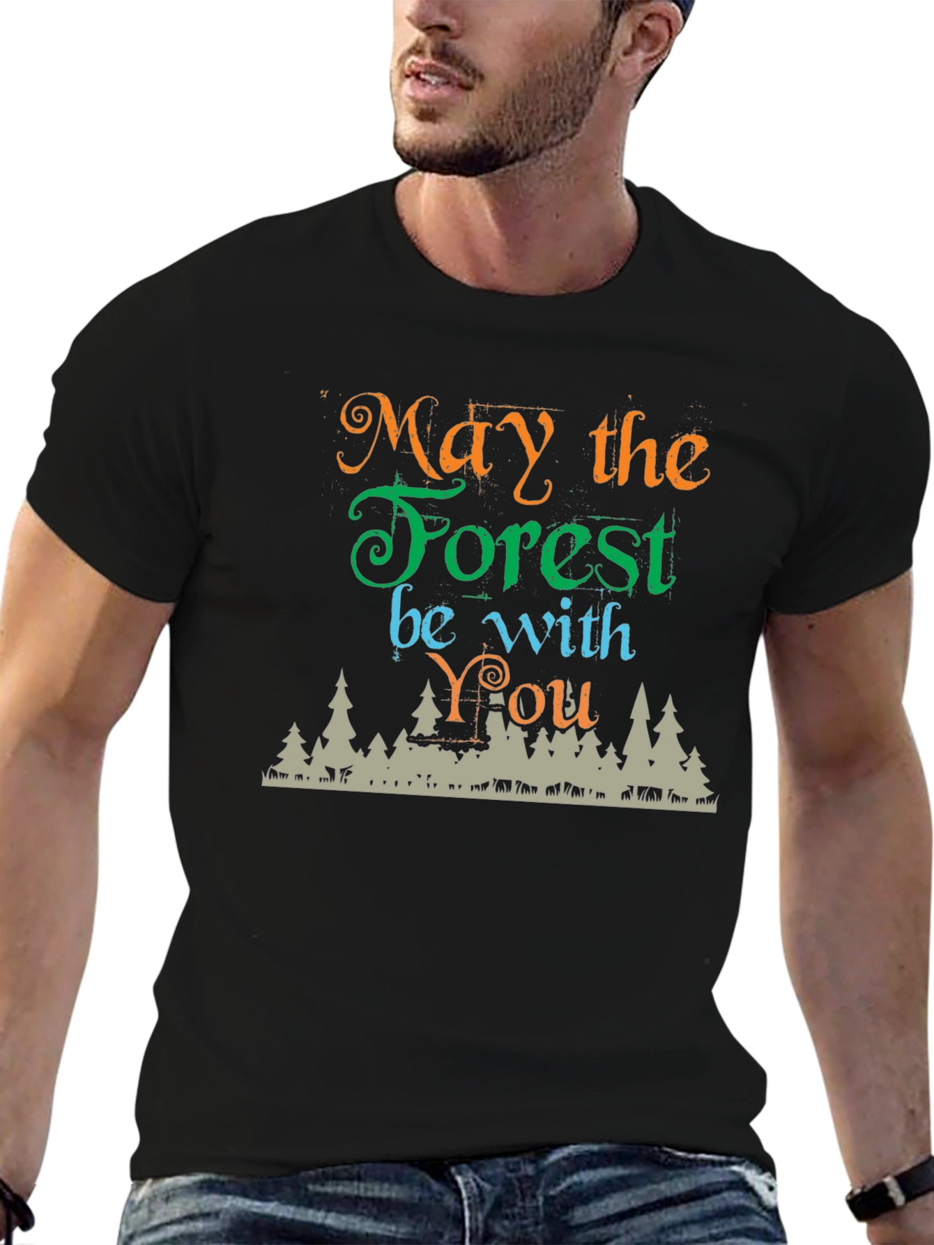 May the Forest Be With You Black T-Shirt