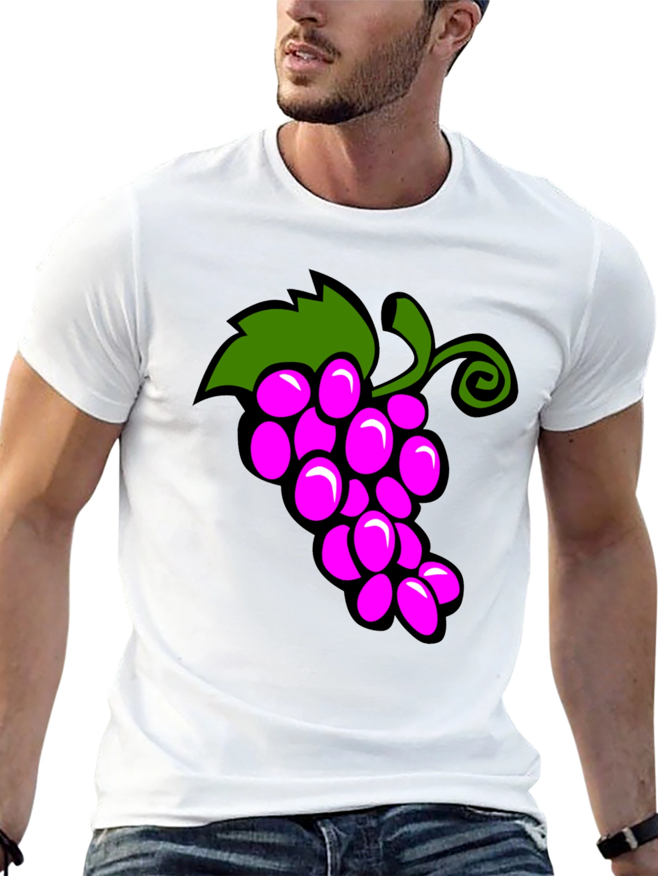Funny Grapes Graphic Black T-Shirt