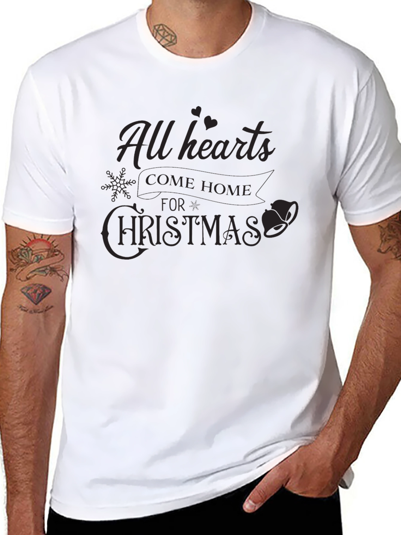 All Hearts Come Home for Christmas Black T-Shirt